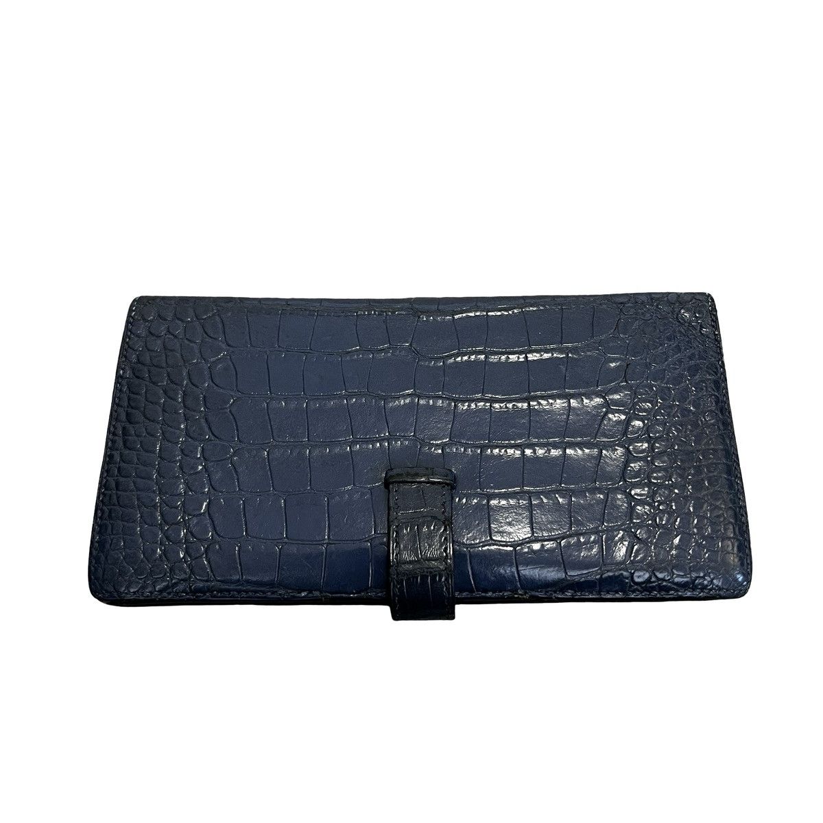 Hermes HERMES Bearn Crocodile Porosus Navy Gold Hardware Wallet Size ONE SIZE - 6 Thumbnail