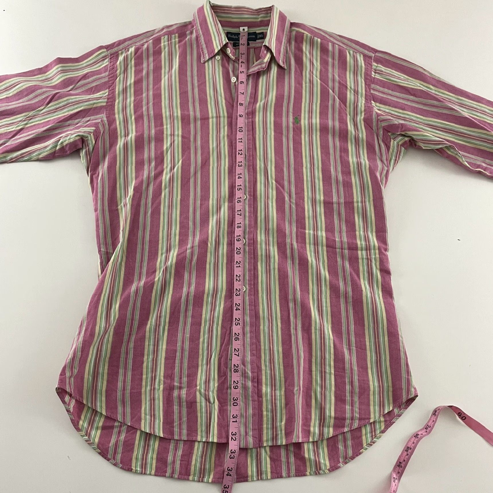 Polo Ralph Lauren VTG Polo Ralph Lauren Blake Striped Long Sleeve Button-Up Shirt Men's XL Pink Size US XL / EU 56 / 4 - 5 Thumbnail