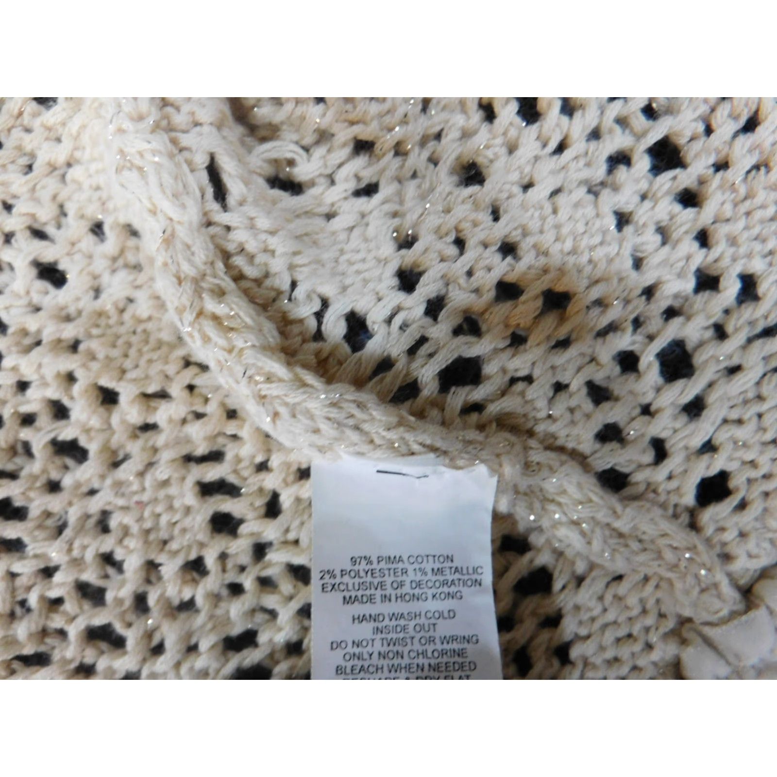 Express Express Womens Medium beige open eyelet shawl hollow cardigan Shirt? Size M / US 6-8 / IT 42-44 - 7 Thumbnail