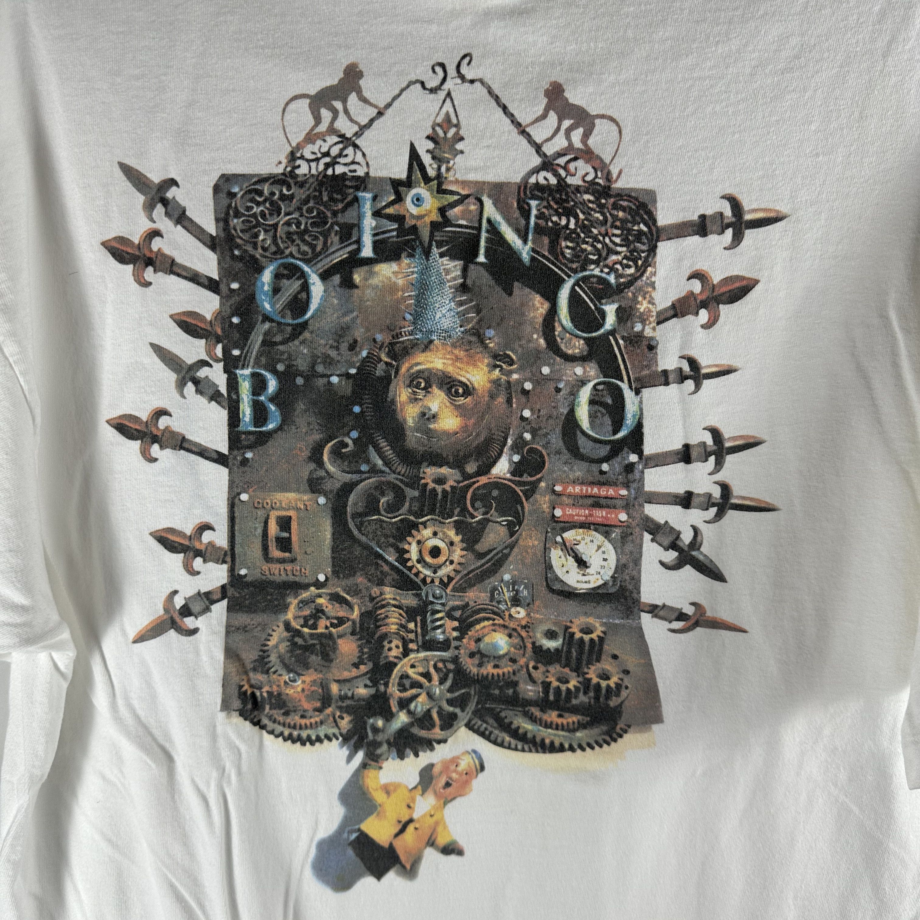 Vintage 90s Oingo Boingo New Wave Band Double Sided Size US XL / EU 56 / 4 - 4 Thumbnail