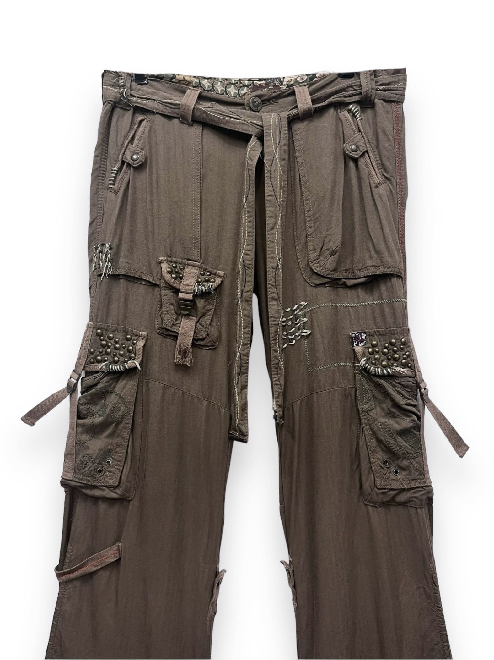 If Six Was Nine 🔥FYE Bondage Multipocket Drawstring Rayon Cargo GOA Style Size US 33 - 9 Thumbnail