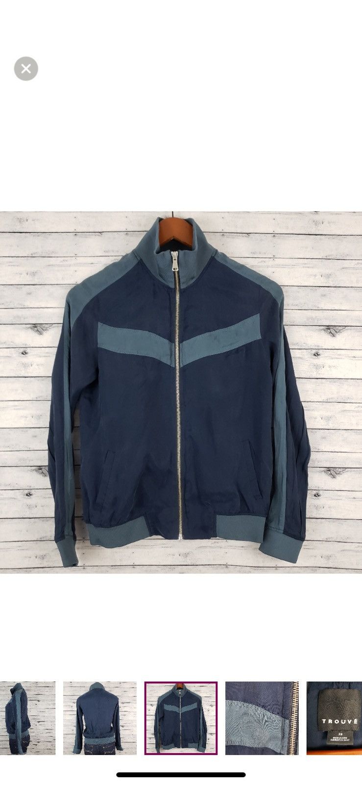 Vintage Trouve 70s Med Two Tone Blue Luxe Zip Up Track Jogger Jacket Size M / US 6-8 / IT 42-44 - 8 Thumbnail