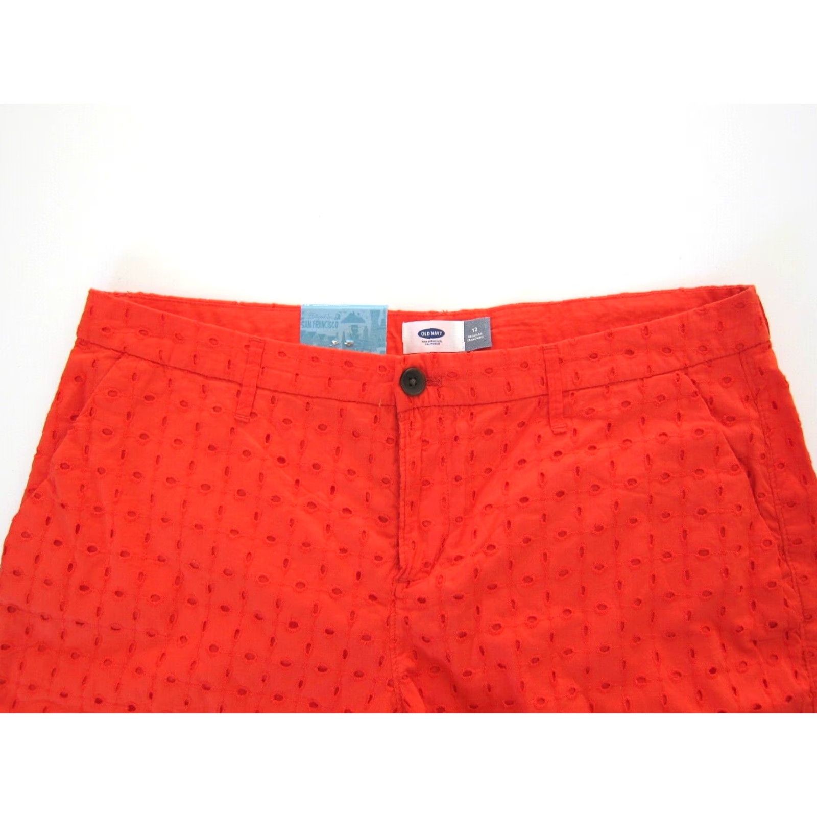 Old Navy NWT Old Navy Cotton Orange Embroidered Flat Front Pocket Standard Chino Short Women 12 Size 34" / US 12 / IT 48 - 3 Thumbnail