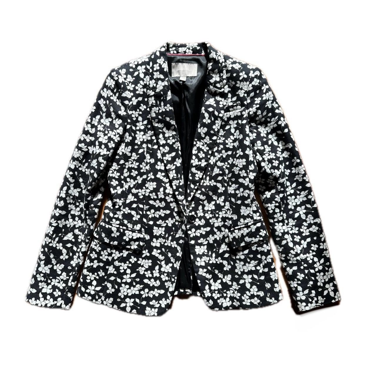 image of Banana Republic Floral Blazer in Black, Women's (Size Small)