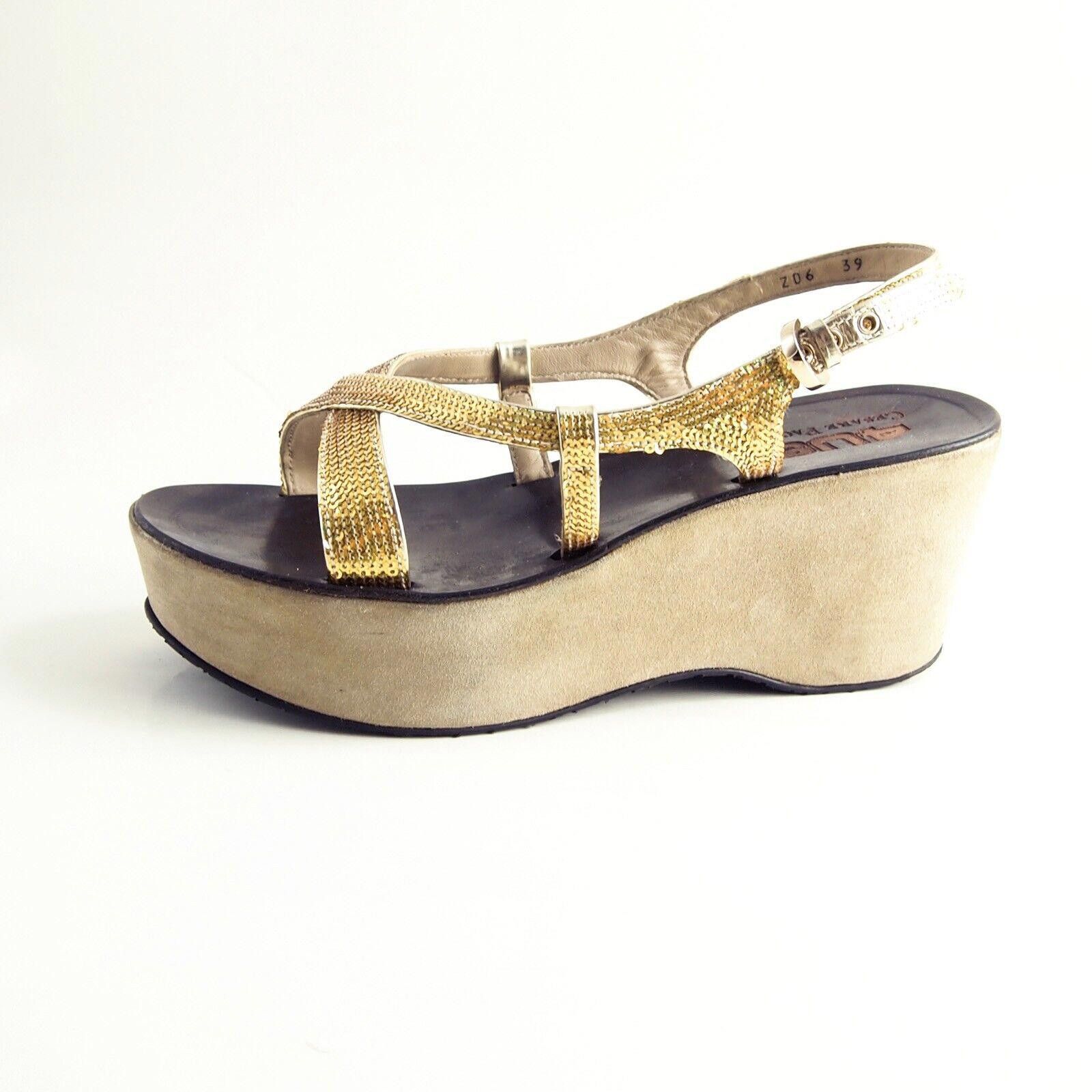 Paciotti Paciotti Wedge Sandals Strappy Gold Sequins US 9 EU 39 Size US 9 / IT 39 - 1 Thumbnail