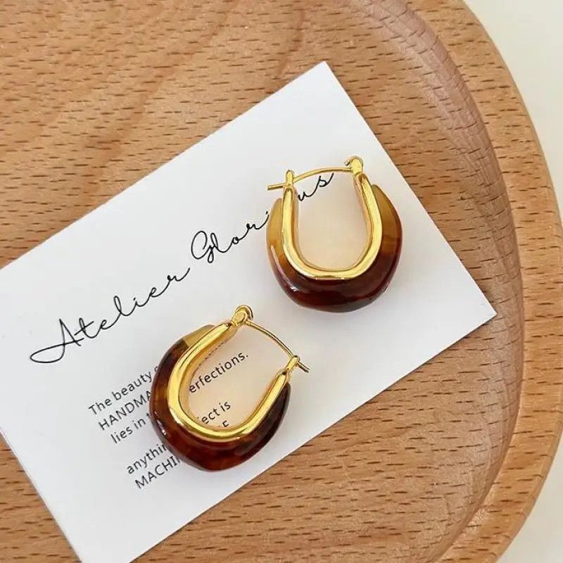 Other Simple Geometric Brown Hoop Earrings Size ONE SIZE - 6 Thumbnail