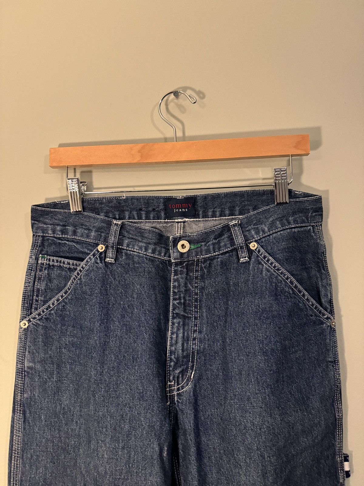 Vintage Y2K Tommy Jeans Baggy Wide Leg Faded Skater Jeans ERD Grunge Size US 31 - 11 Thumbnail