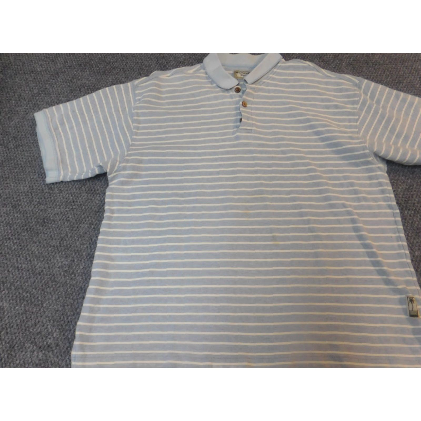 Vintage Bungalow Brand Polo Shirt Mens Large blue striped Short Sleeve Knit Cotton Polyester Classic Regular Casual Size US L / EU 52-54 / 3 - 3 Thumbnail
