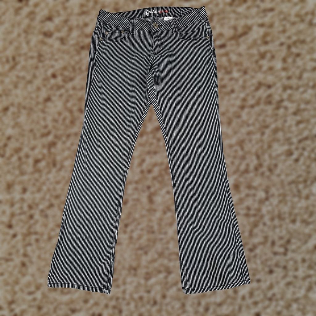 Furla Furlau Jeans Bootcut Jeans Juniors 11 Black Striped Low Rise Stretch 30x31 Size 32" / US 10 / IT 46 - 1 Thumbnail