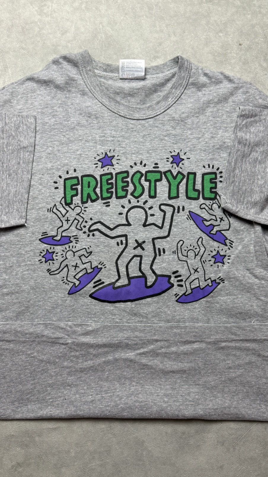 Keith Haring Vintage 80s Keith Haring Freestyle T Shirt Size US L / EU 52-54 / 3 - 4 Thumbnail