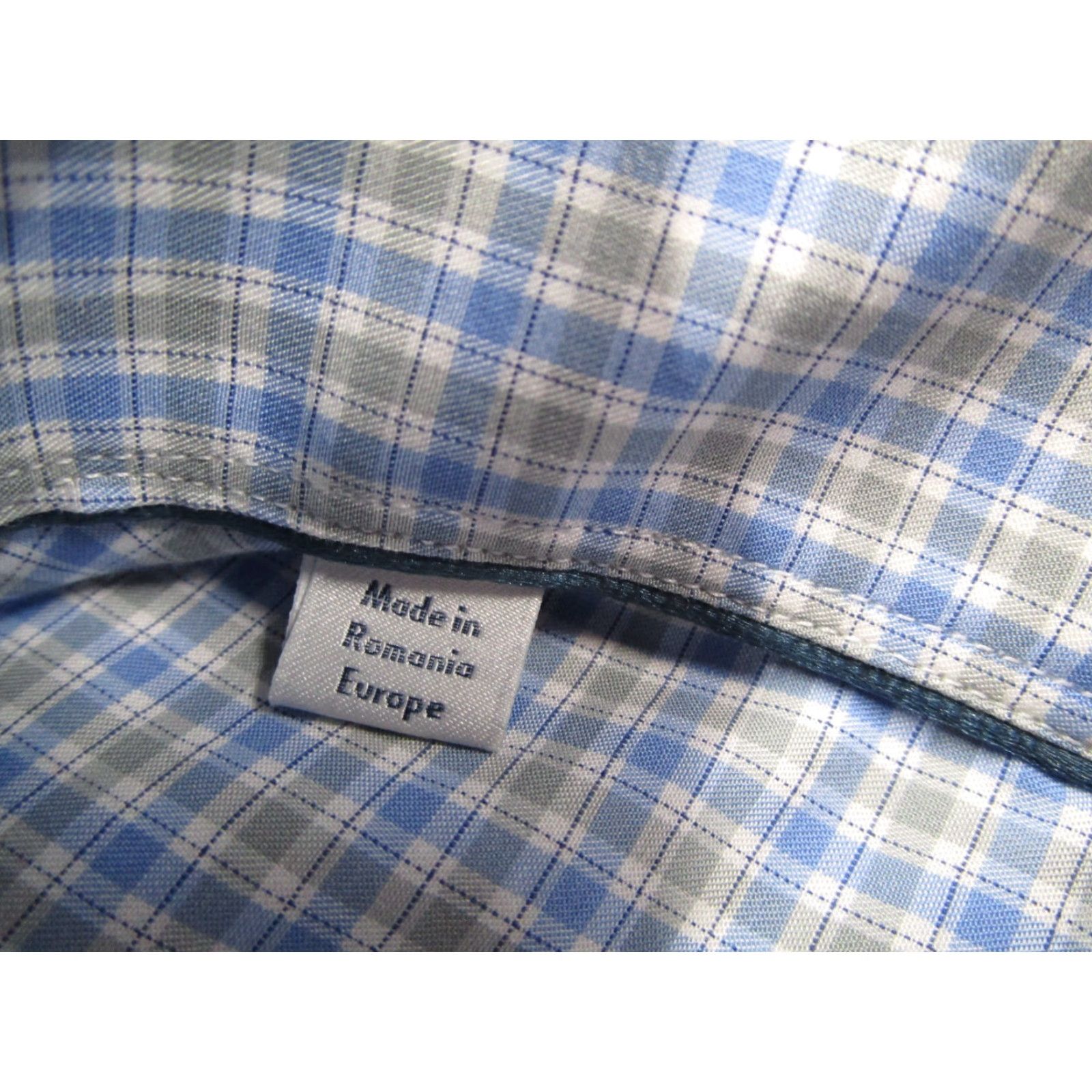 Eton ETON Dress Shirt Mens 15.5 39 Blue Check Contemporary Button Up Twill 100% Cotton Casual Business Size 40R - 4 Thumbnail