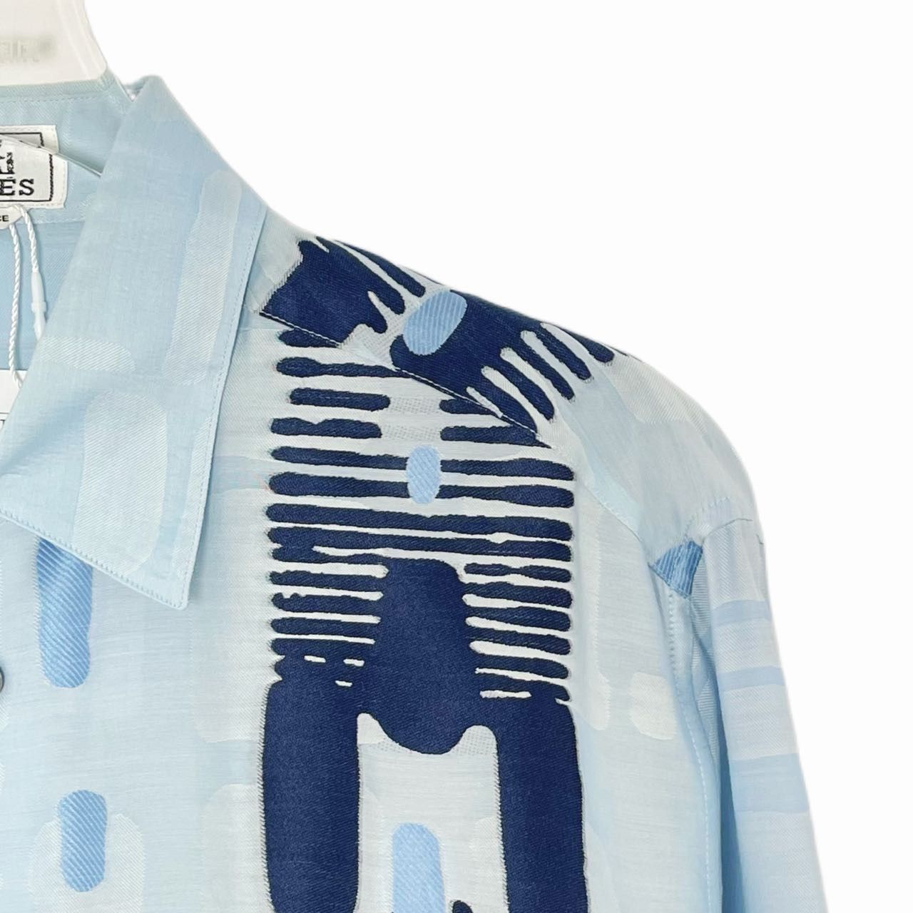 Hermes Hermes Blue Irregular Pattern Shirt K26WX Size US S / EU 44-46 / 1 - 3 Thumbnail
