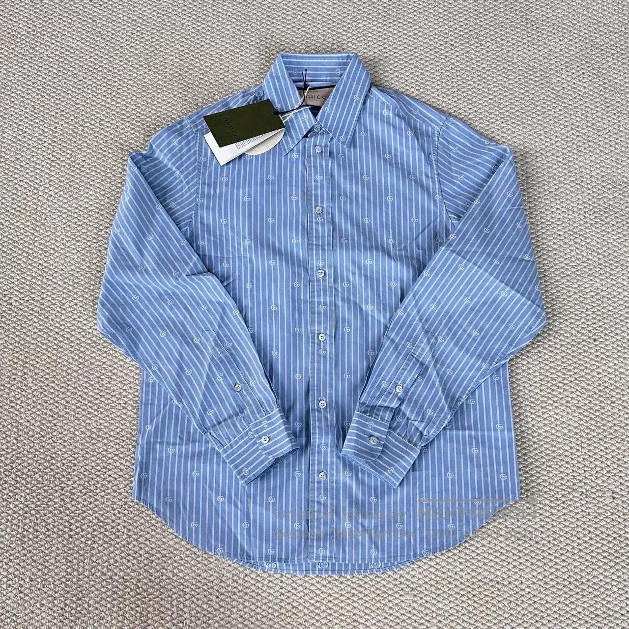Gucci Gucci Blue Logo Striped Long-Sleeve Shirt. Size M / US 6-8 / IT 42-44 - 1 Thumbnail