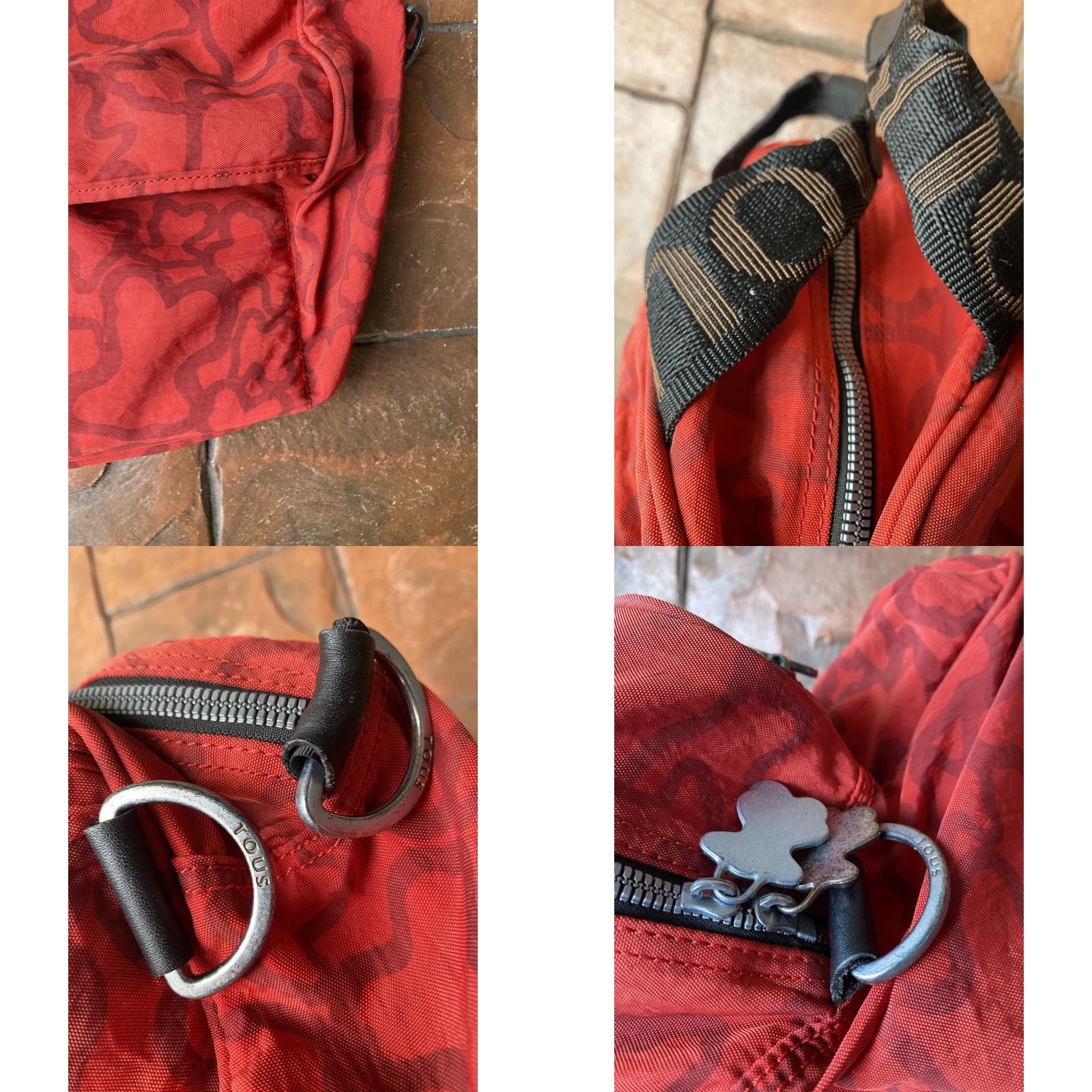 Vintage TOUS Signature Messenger Crossbody Hand Bag Red Nylon Zip Large Nylon Exterior Brand: Tous Crossbody Bag Women Adjustable Strap Size ONE SIZE - 9 Thumbnail