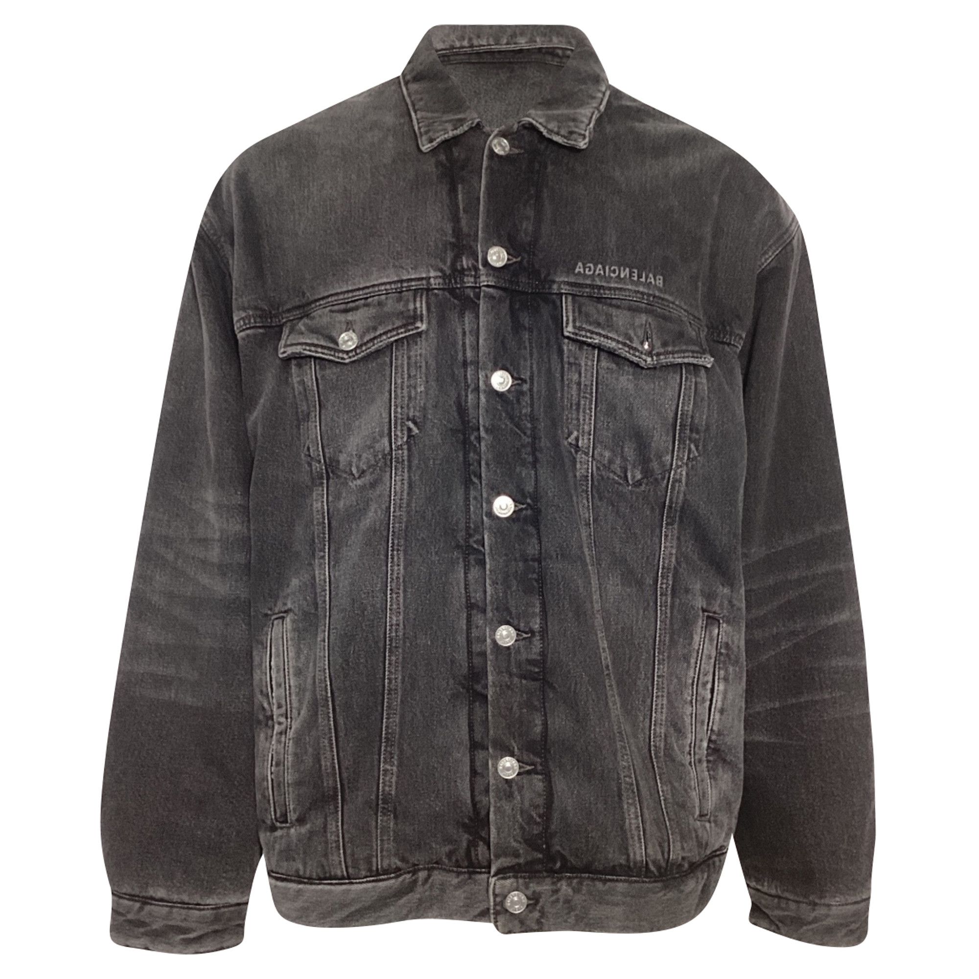 Balenciaga Balenciaga Mirror Denim Jacket in Dark Grey Cotton Size US L / EU 52-54 / 3 - 1 Thumbnail