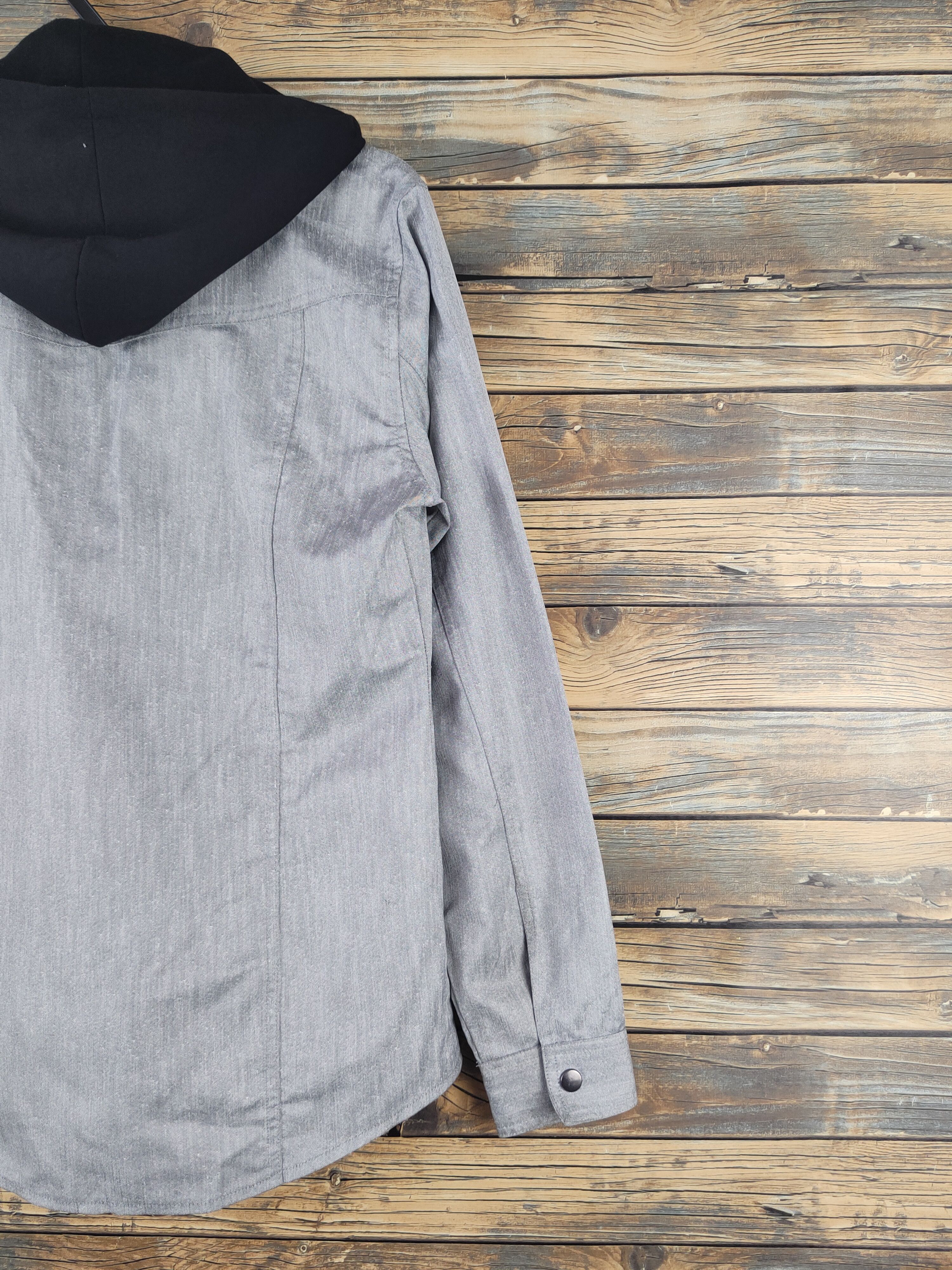 semanticdesign Semantic Design Gray Black Hoodie Button Up Shirts #W2251 Size US L / EU 52-54 / 3 - 9 Thumbnail