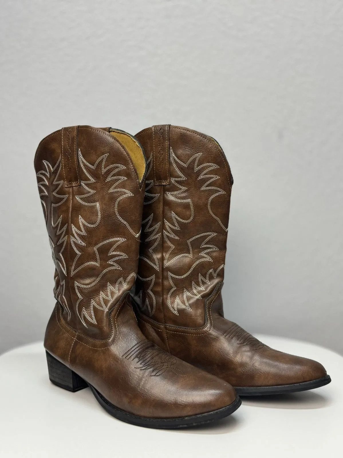 Western Rise 👉 Vintage High Leather Cowboy Boots – Rick Owens Opium Size US 9 / EU 42 - 3 Thumbnail