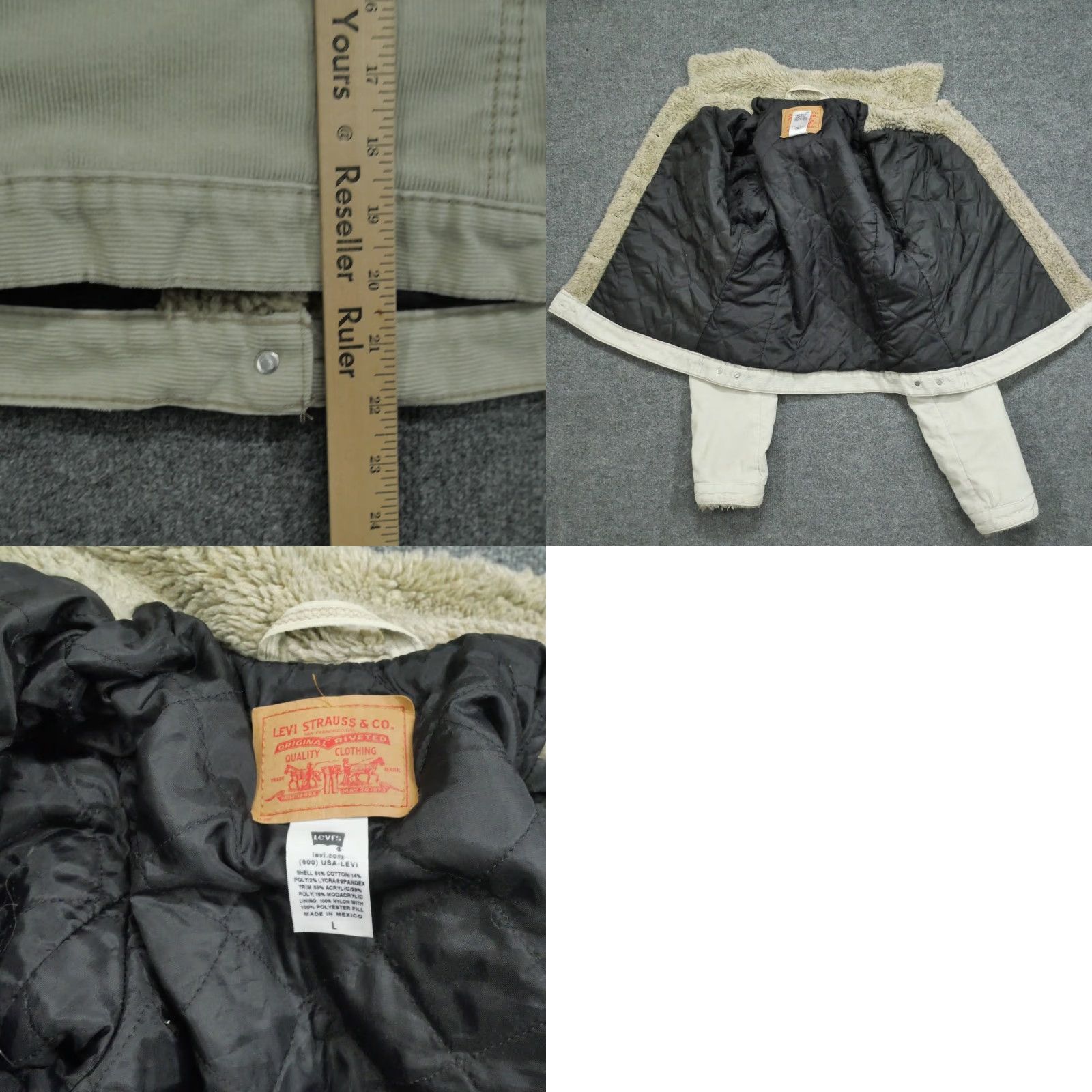 Levi's VINTAGE Levi's Trucker Jacket Womens L Tan Corduroy Quilt Lined Beige 90s? (adjust for actual decade difficult) Size L / US 10 / IT 46 - 8 Thumbnail