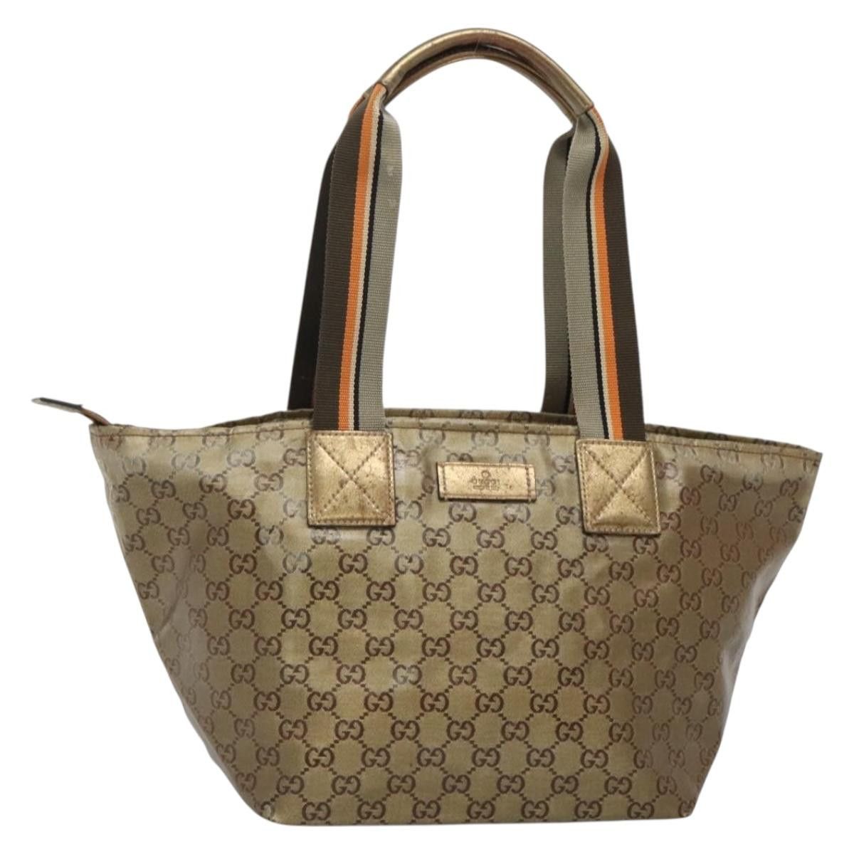 GUCCI GG Canvas GG Crystal Tote Bag Coated Canvas Gold