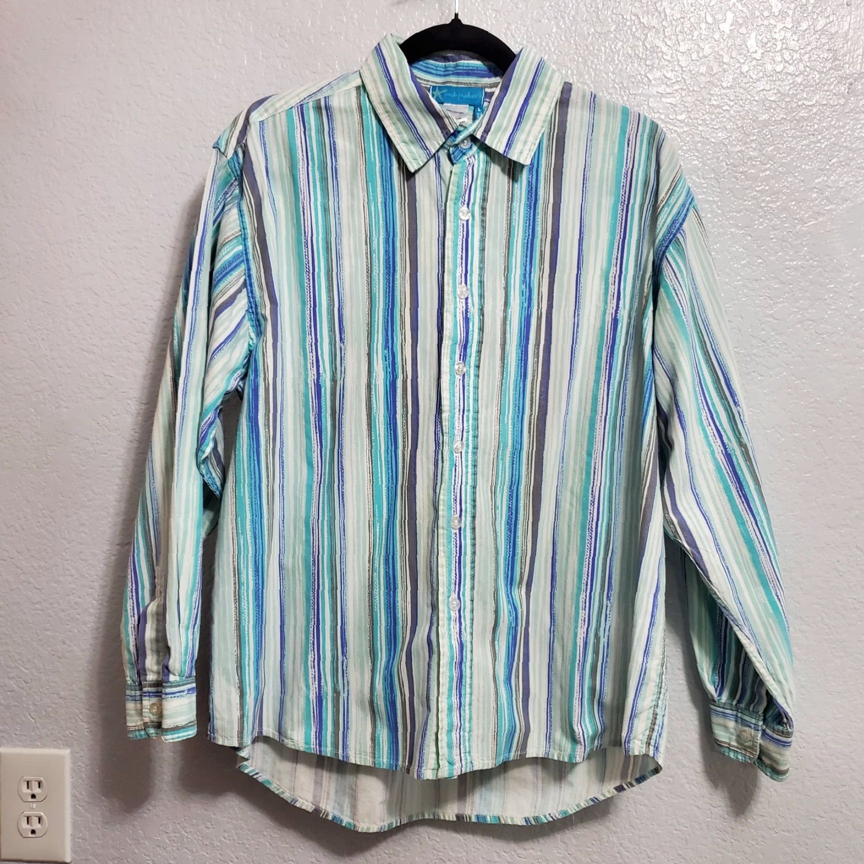 Vintage VINTAGE Fresh Produce Shirt Women L Blue Striped Button Up Collared Casual Beachy Coastal Long Sleeve Button Cuffs Mens Women Girls Boys Size L / US 10 / IT 46 - 2 Thumbnail