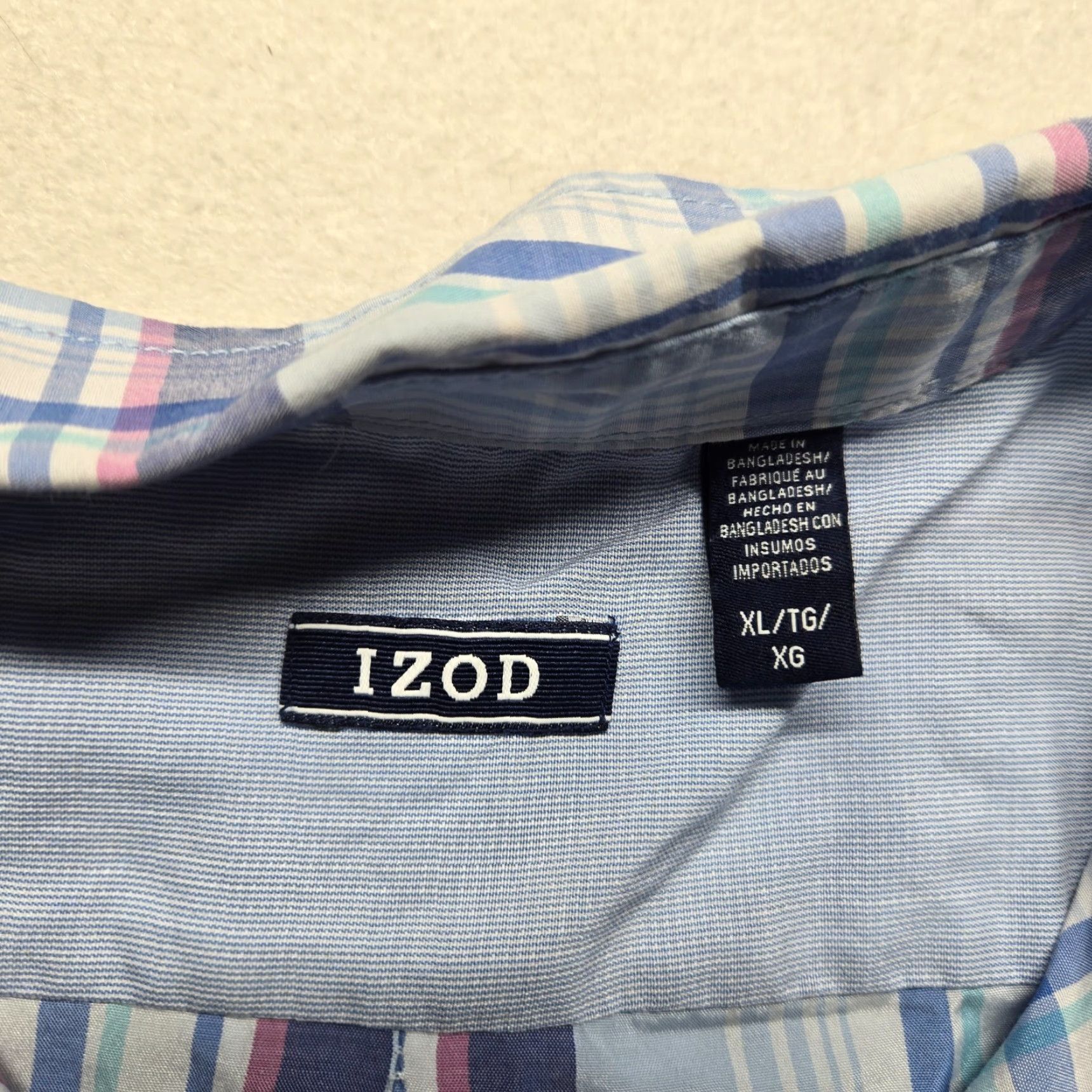 Izod VINTAGE Izod Shirt Plaid Button-Up Long Sleeve Adult Mens XL Blue Cotton Size US XL / EU 56 / 4 - 3 Thumbnail