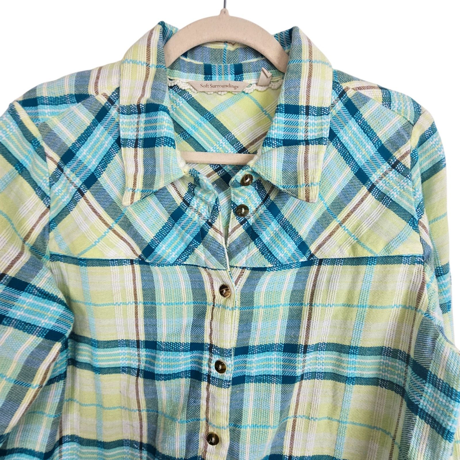 Soft Surroundings Soft Surroundings Womens Plaid Button Front Shirt M Cottage Size M / US 6-8 / IT 42-44 - 2 Thumbnail