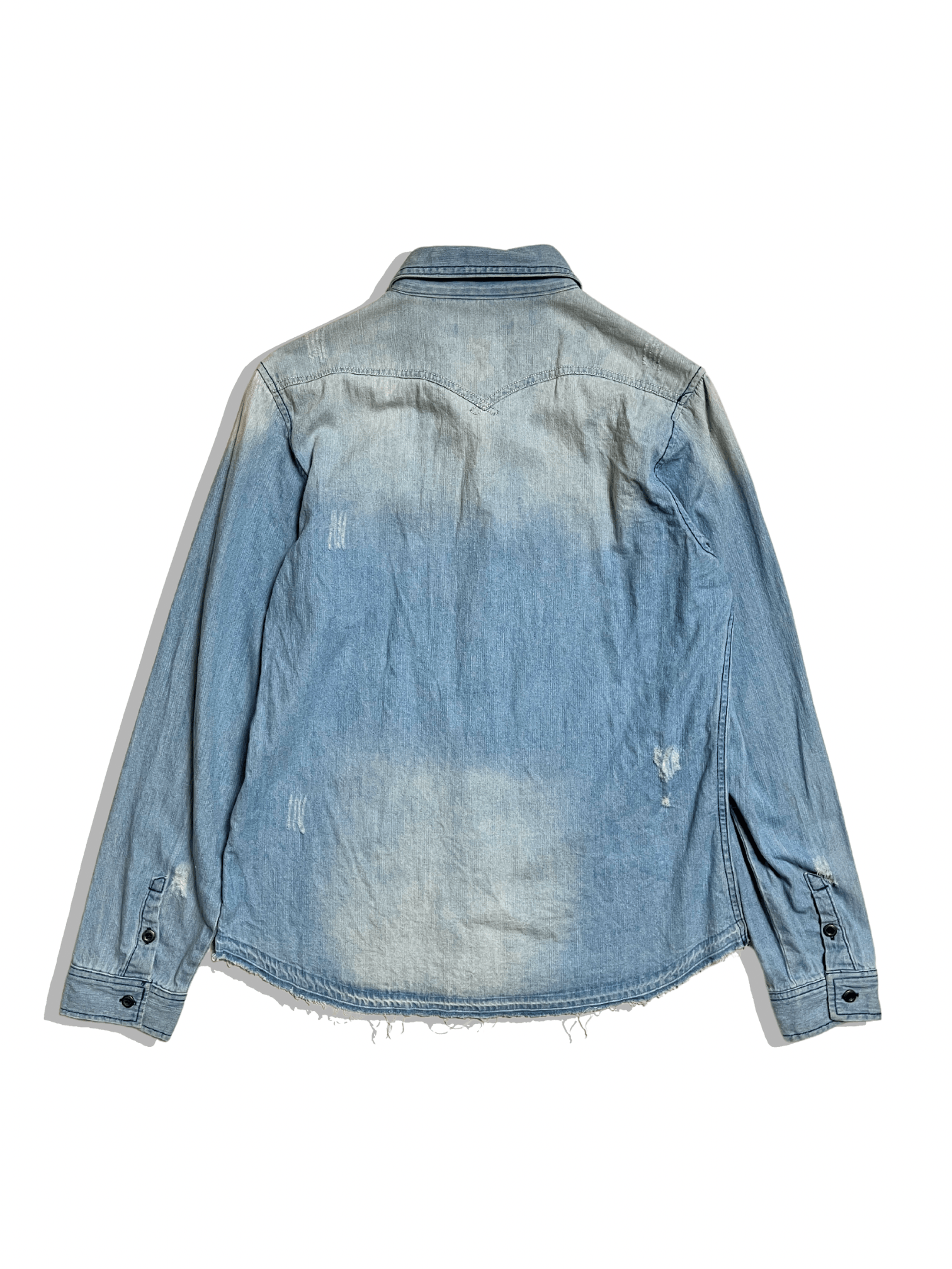 If Six Was Nine × Le Grande Bleu (L.G.B.) × Yasuyuki Ishii 90s In The Attic - distressed unfinish washed denim shirt Size US L / EU 52-54 / 3 - 4 Thumbnail