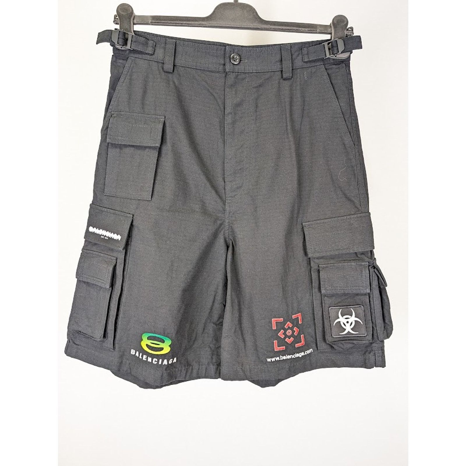 Balenciaga o1rshd1 Cotton Ripstop Gamer Shorts in Black Size US 32 / EU 48 - 2 Thumbnail