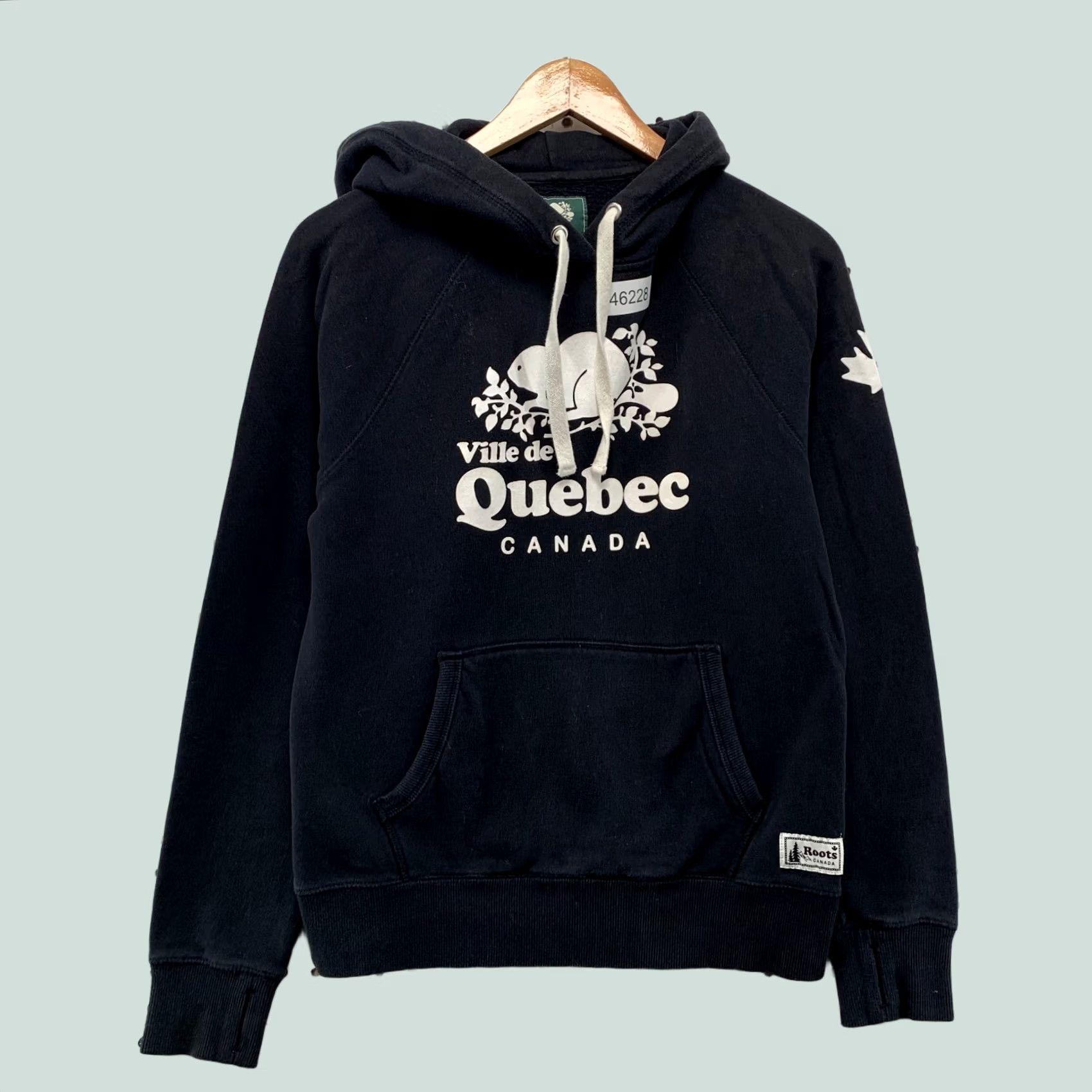 Roots Roots Quebec Hoodie Sweatshirt Womens Small Black Hooded Fleece Pullover Canada Size S / US 4 / IT 40 - 1 Thumbnail
