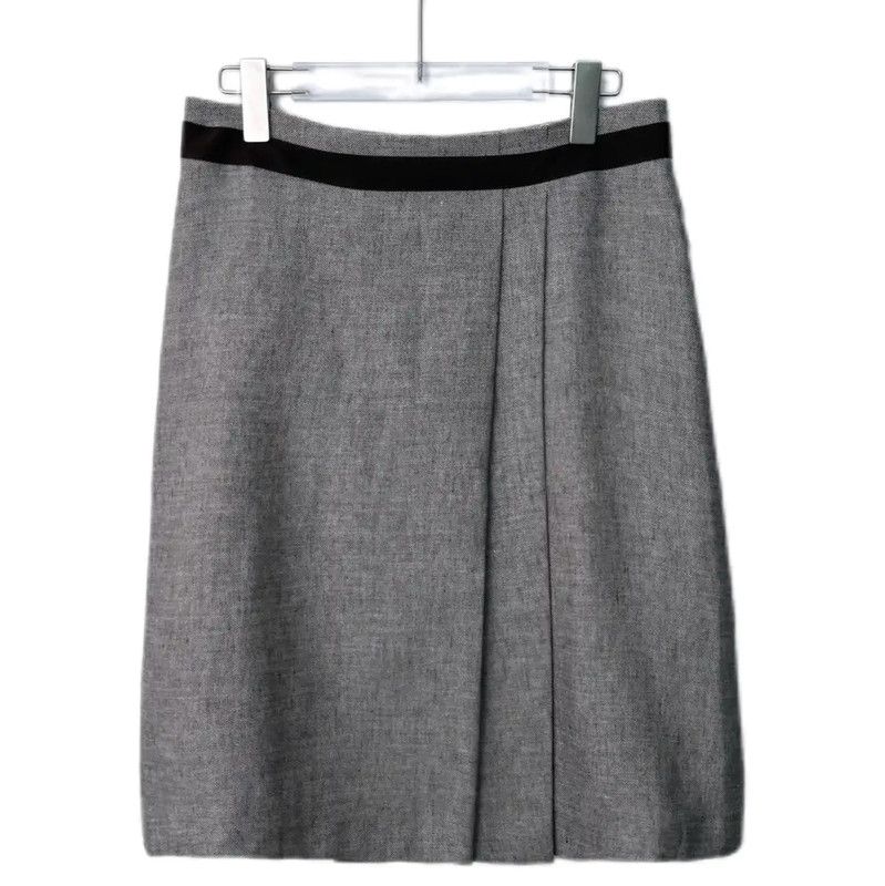 MaxMara Gray Cotton-Blend Midi Skirt 0089
