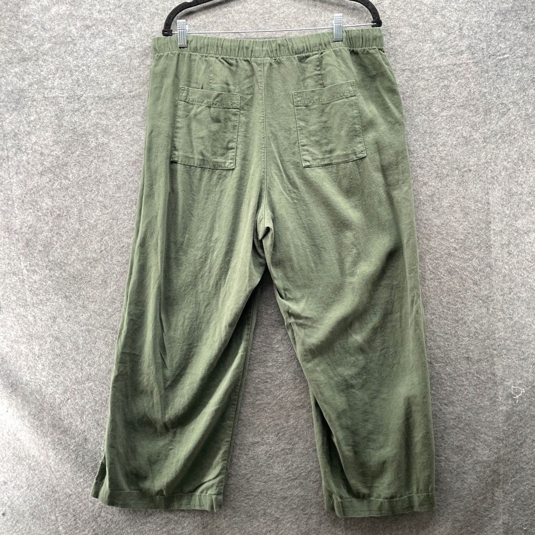 Gap VINTAGE? No. Gap Linen Blend Pants Womens LP Olive Green Pull On Wide Leg High Rise Pants Size 36" / US 14 / IT 50 - 2 Thumbnail