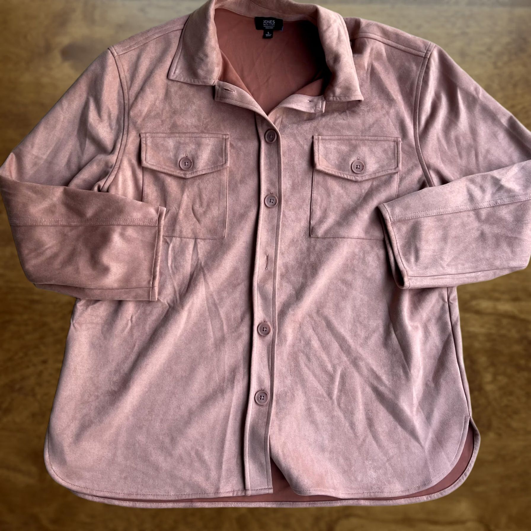 Jones New York Jones New York Jacket Womens Large Pink Faux Suede Button Front Shacket Collared Size L / US 10 / IT 46 - 1 Thumbnail