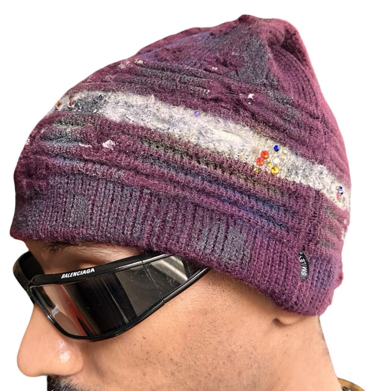 Other ASTROBOI* Maroon Woolen Grunge Rhinestone Beanie Size ONE SIZE - 6 Thumbnail