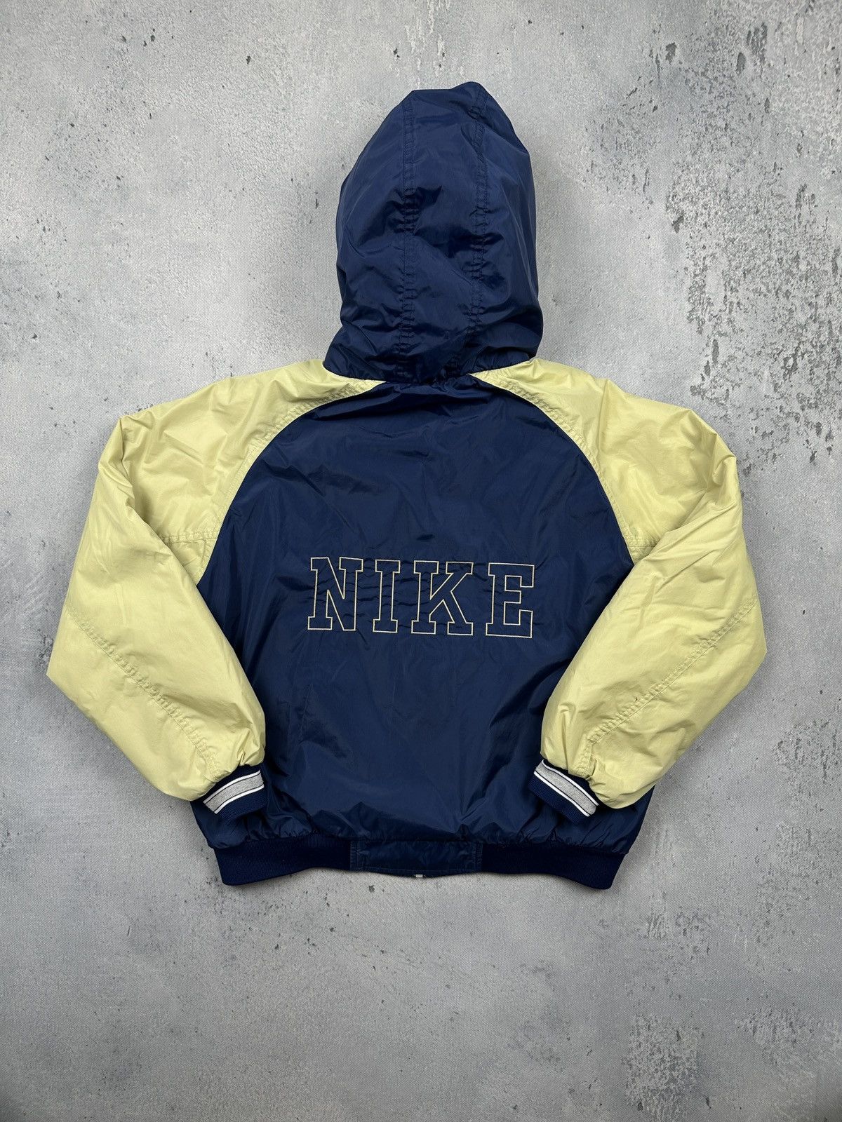 Vintage Nike two-tone Hooded Jacket Blue Yellow 90s Varsity
