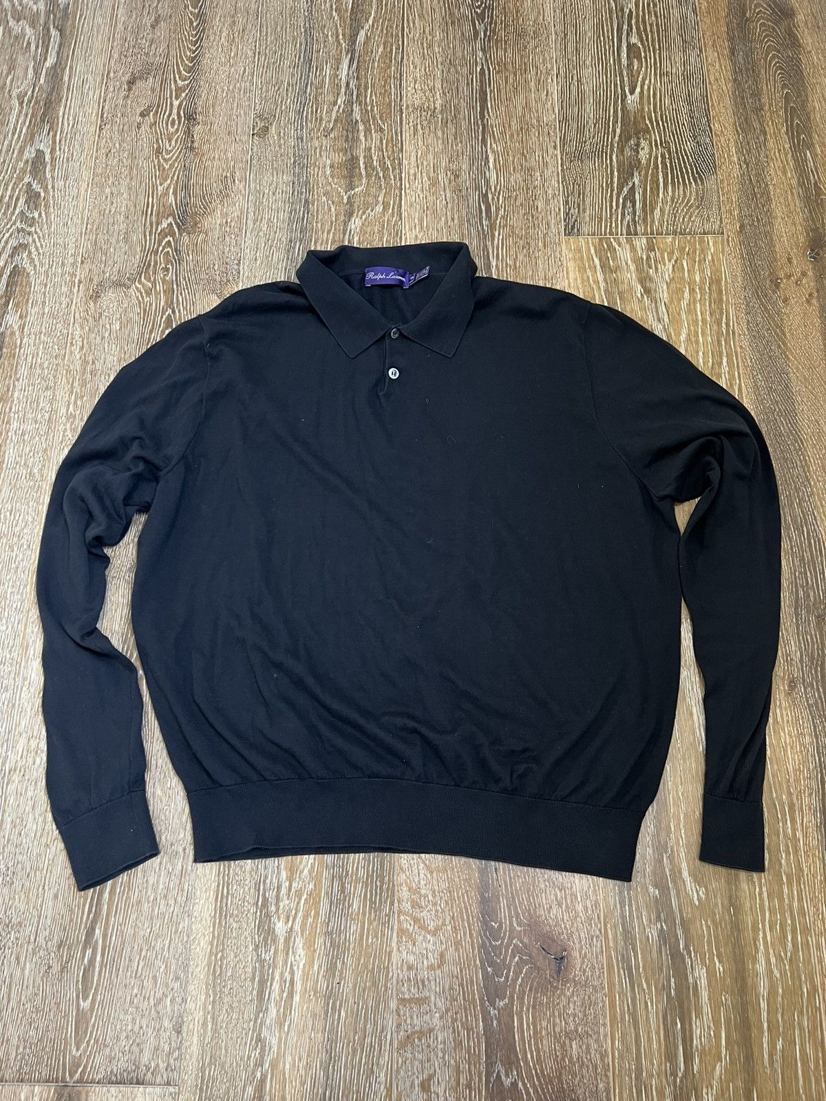 image of Ralph Laurent Purple Label Polo Longsleeve Shirt in Black, Men's (Size XL)