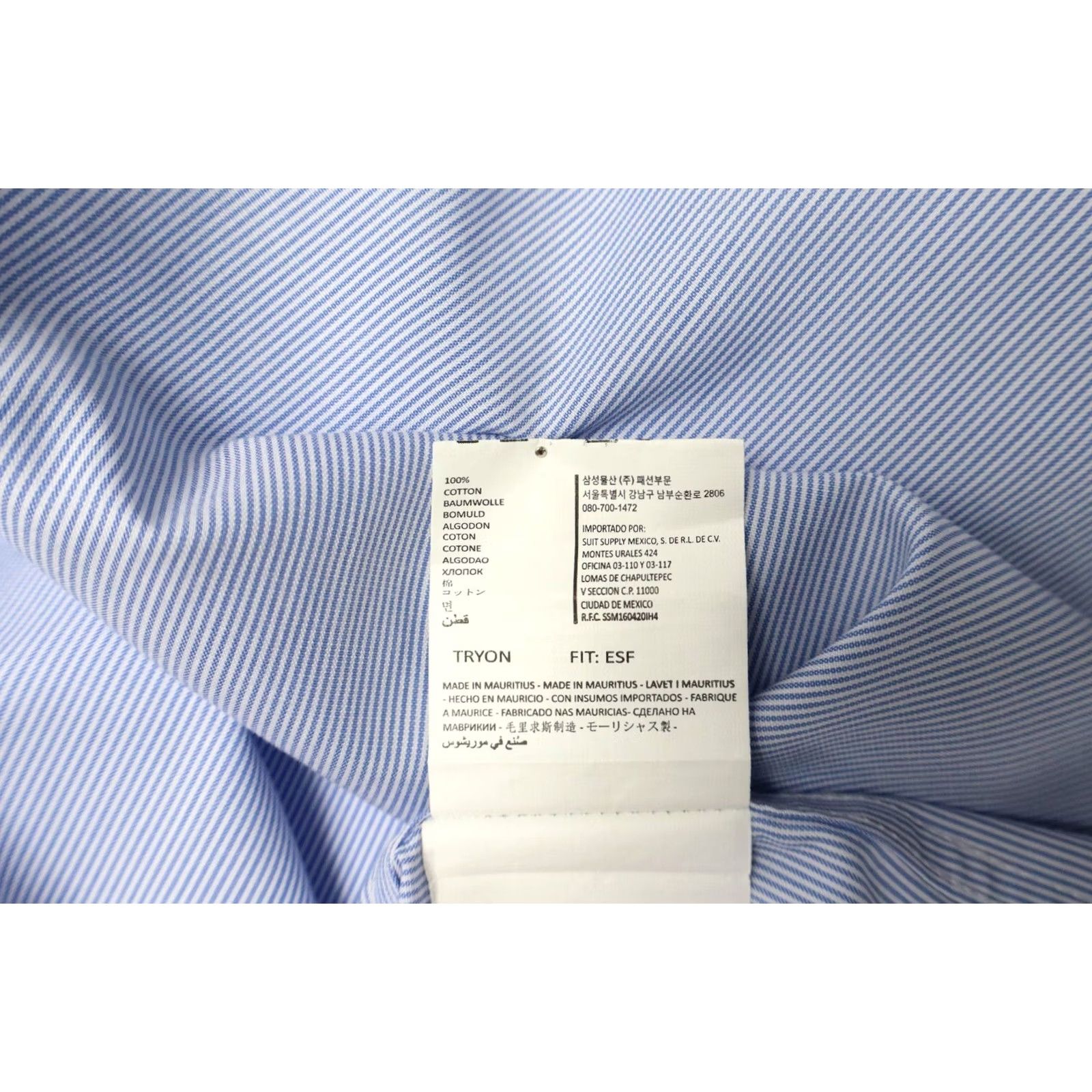 Suitsupply SUITSUPPLY Shirt Men's Extra Slim Fit 45-7/17 3/4L Pinstripe Blue Formal Size 48R - 7 Thumbnail