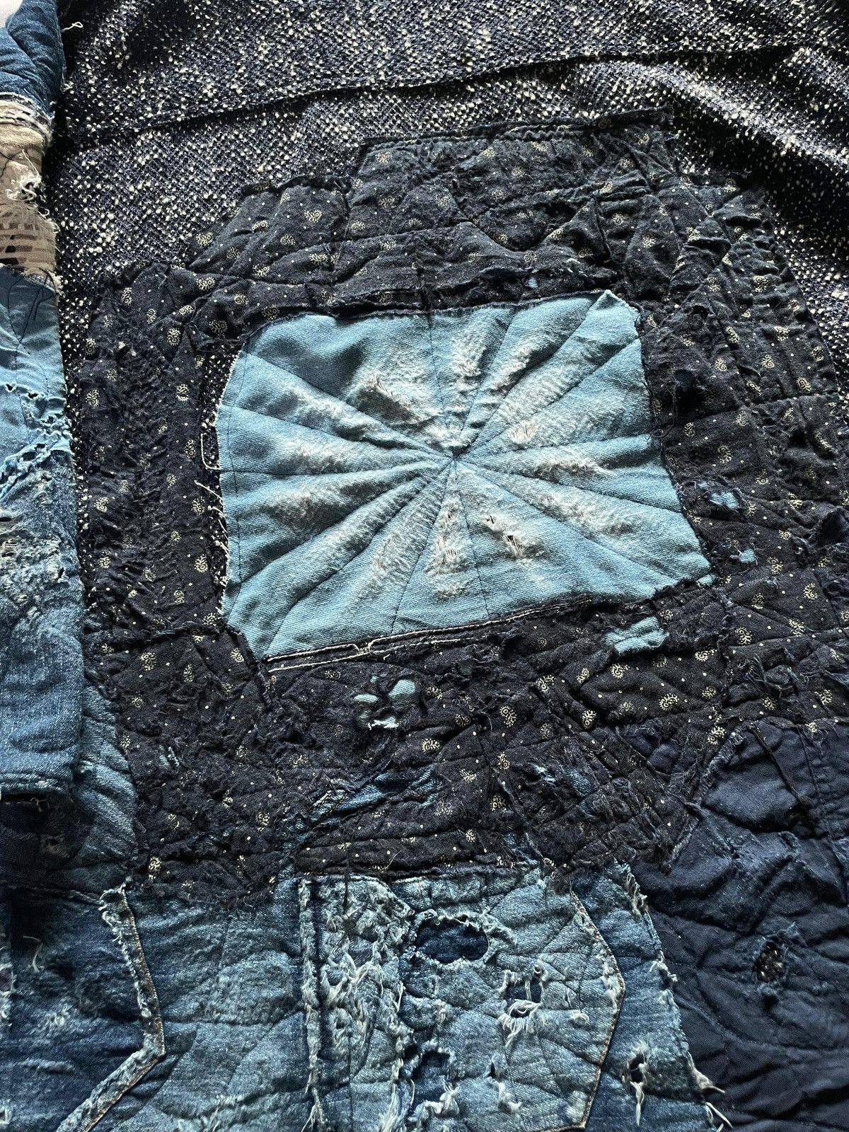 Proleta Re Art Custom Indigo Boro Damaged Fabric Haori Kimono Jacket Size US L / EU 52-54 / 3 - 13 Thumbnail