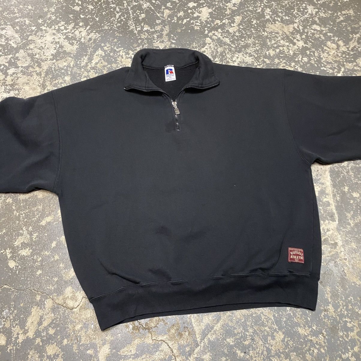 Russell Athletic × Vintage Vintage Russell Athletic Black Blank Boxy 1/4 zip Crewneck Size US XXL / EU 58 / 5 - 8 Thumbnail