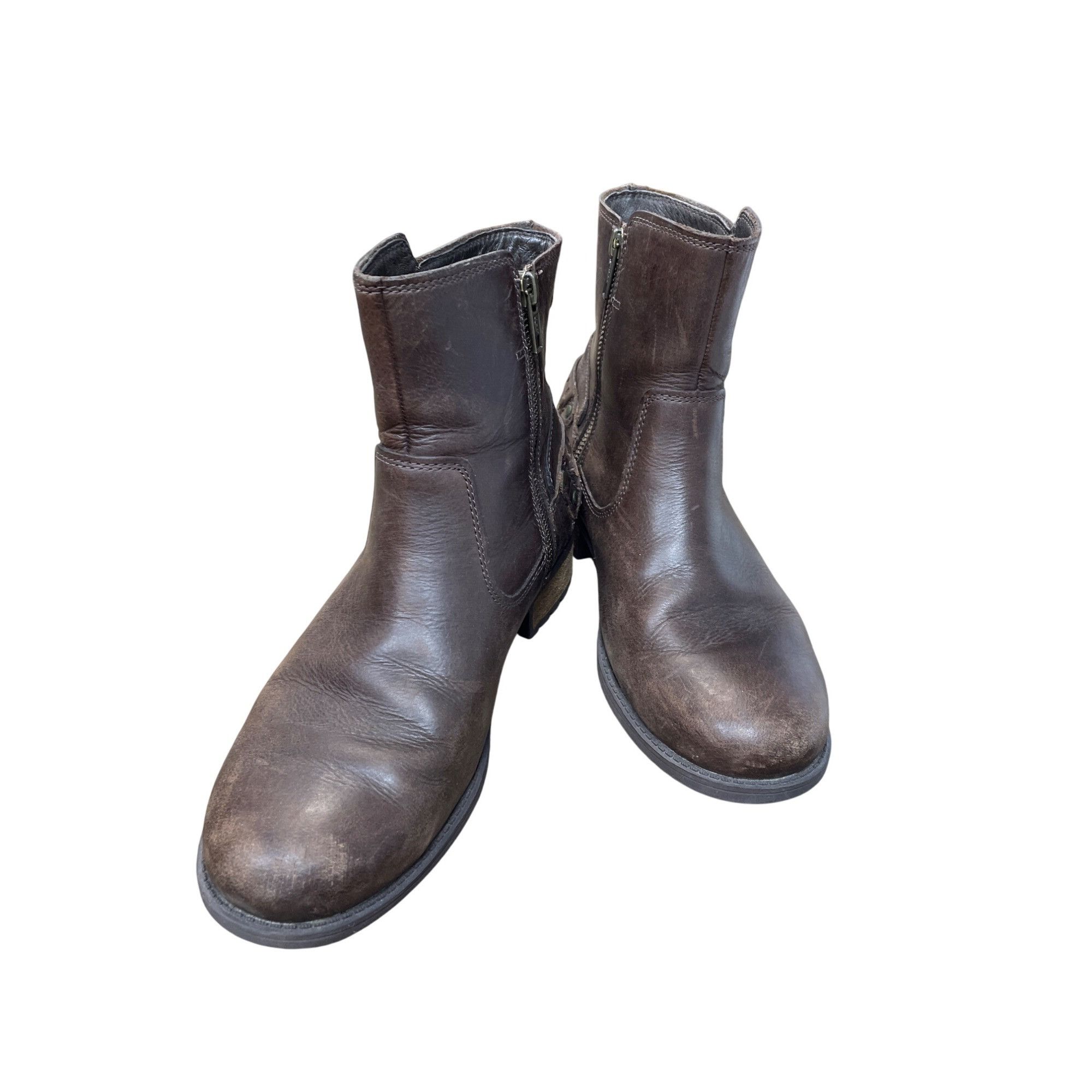 Ugg UGG Womens Brown Leather Ankle Moto Boots Size 8 SKU 9280 Size US 8 / IT 38 - 19 Thumbnail