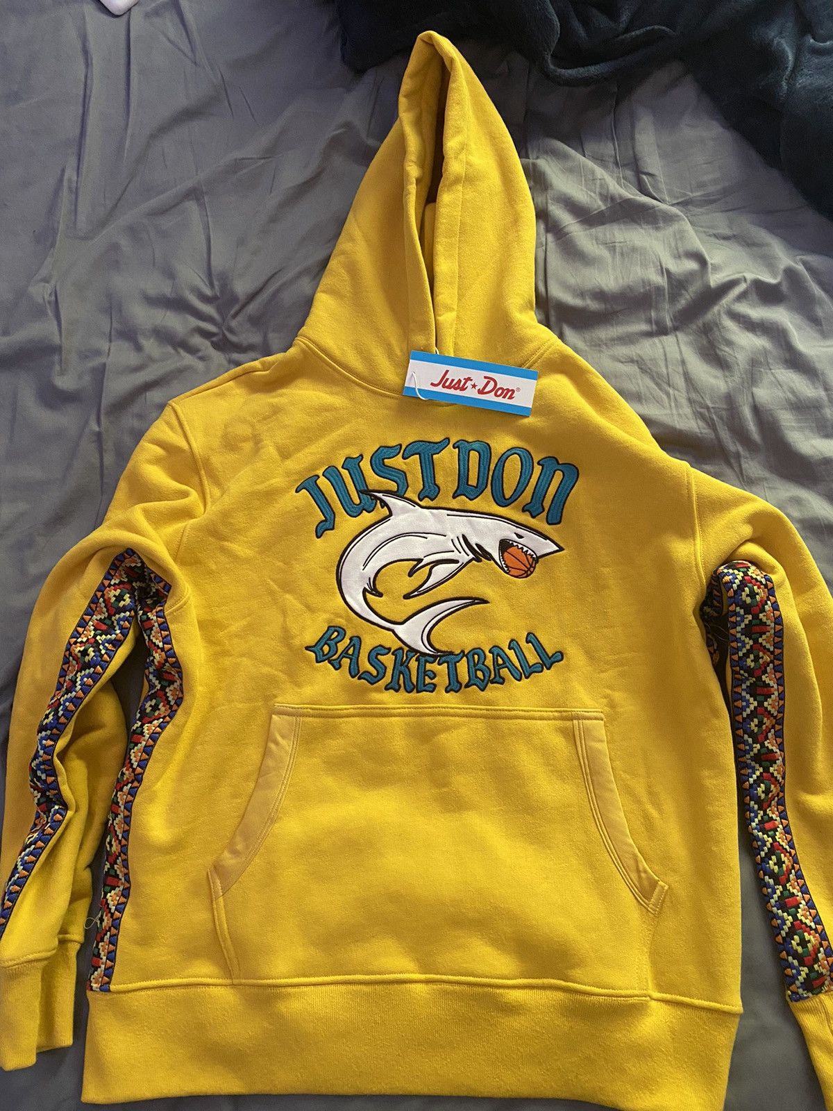 Just Don Yellow Shark Basketball Hoodie - Tops