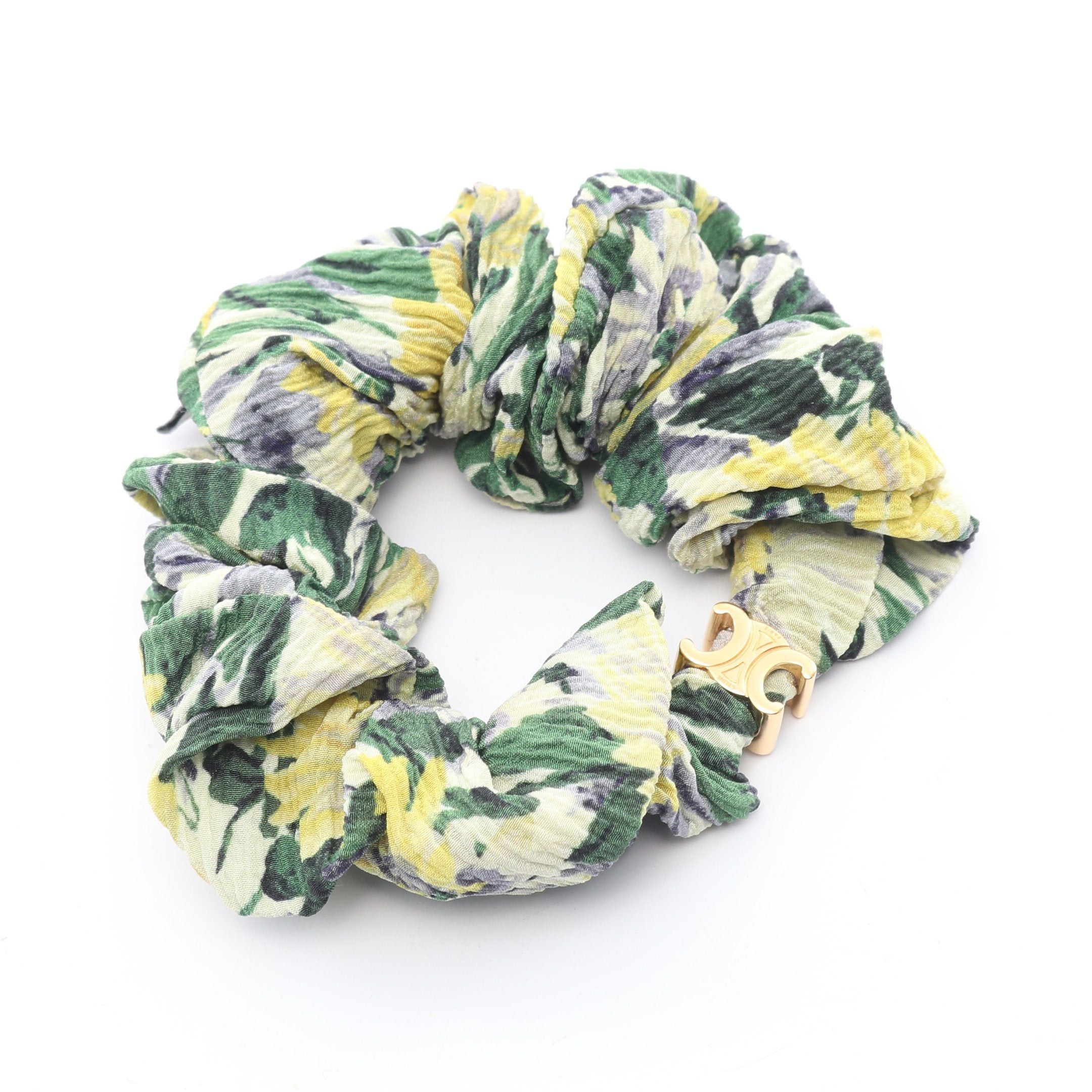 Celine Celine Triomphe Scrunchie Hair Accessory Silk Green Multicolor Size ONE SIZE - 1 Thumbnail