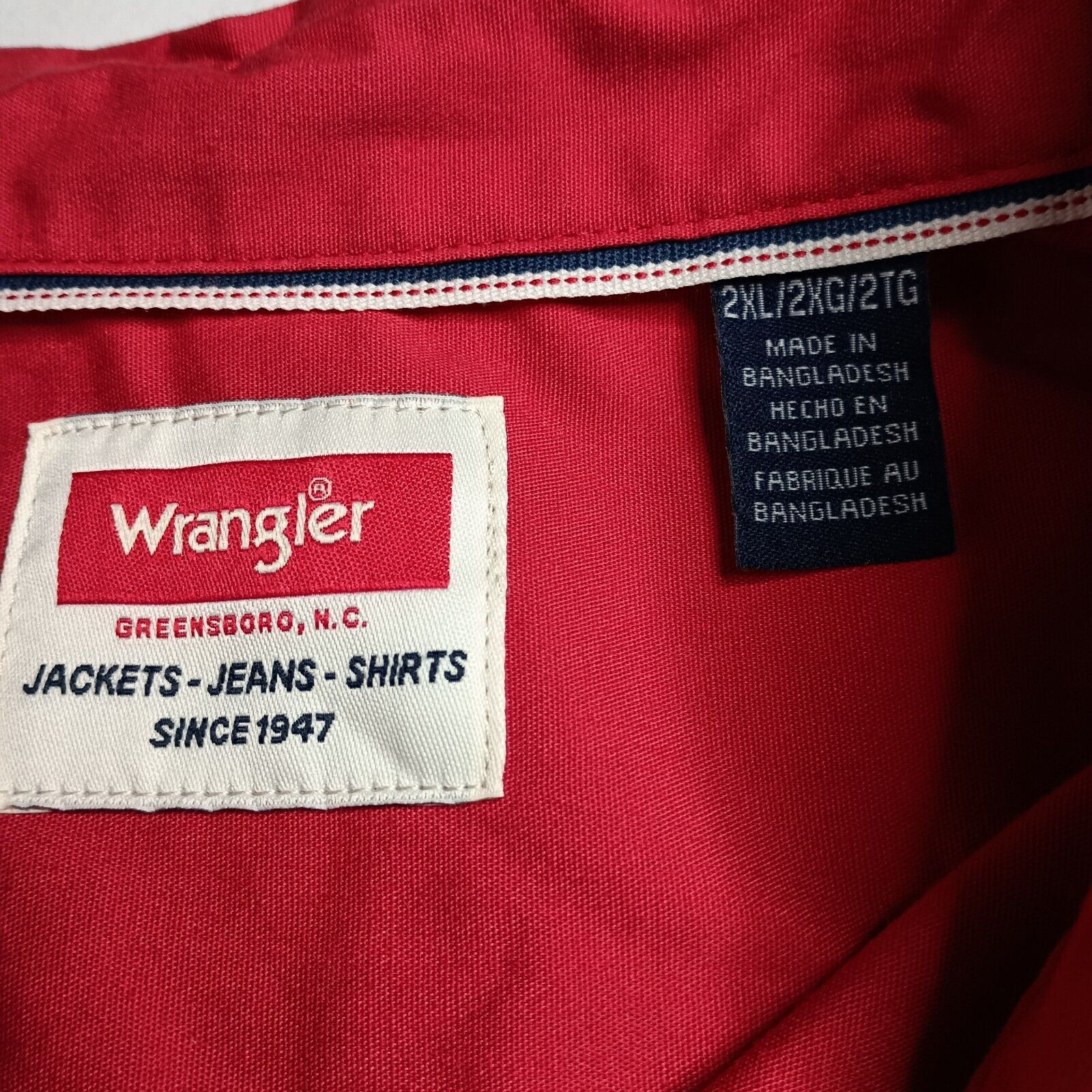 Wrangler Wrangler S/S Twill Button Up Shirt Red Relaxed Fit Size 2XL Size US XXL / EU 58 / 5 - 3 Thumbnail