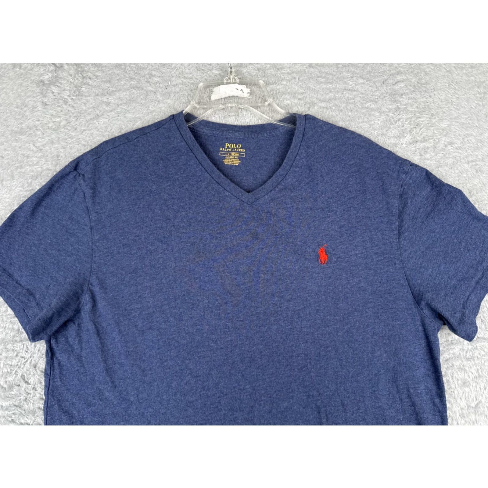 Ralph Lauren Polo Ralph Lauren Shirt Men L Blue Short Sleeve V-Neck Cotton Pony - Ralph Lauren - T-Shirt - Casual Sportswear Size US L / EU 52-54 / 3 - 4 Thumbnail