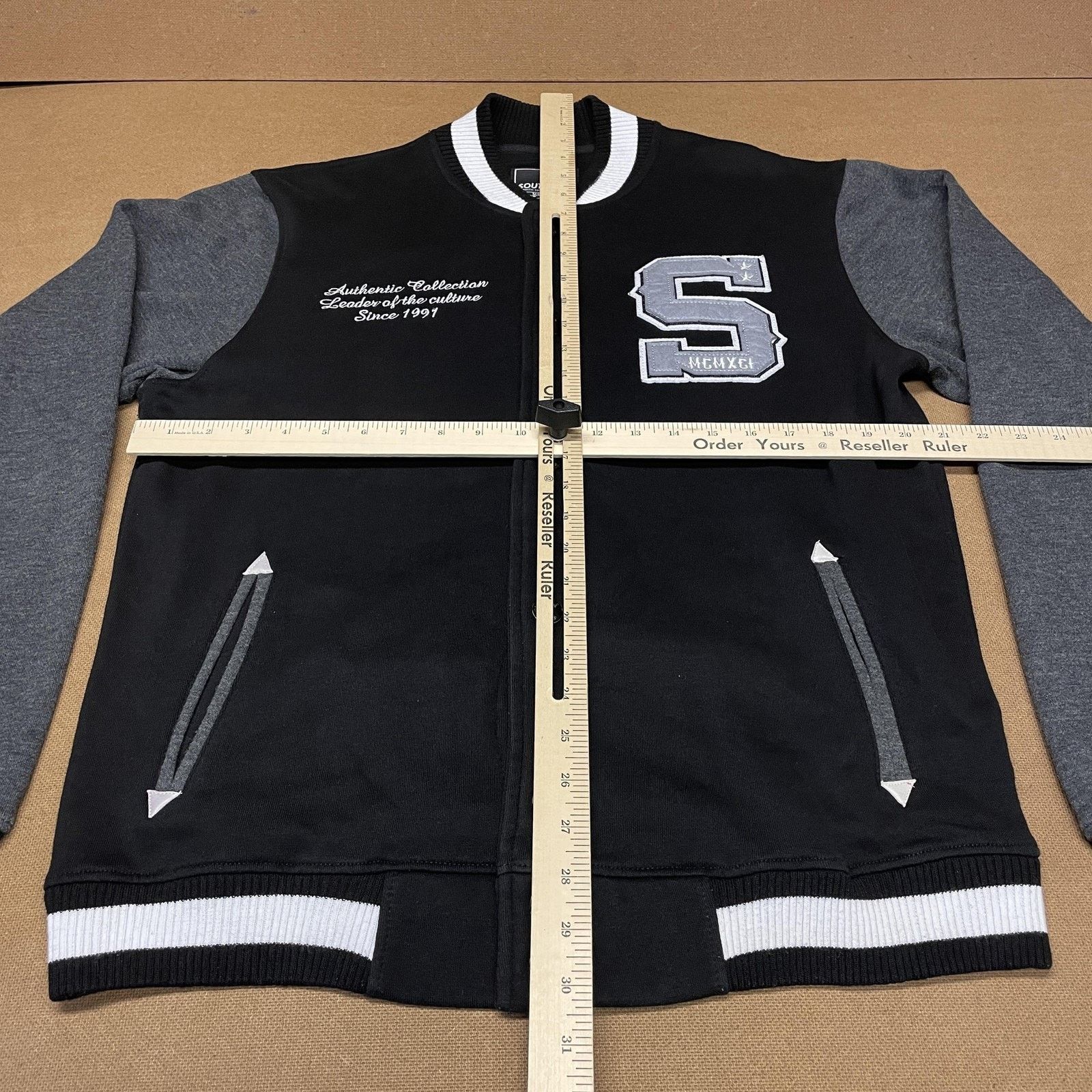 Southpole Southpole Jacket Mens XL Black Gray Varsity Letterman Snap Size US XL / EU 56 / 4 - 8 Thumbnail