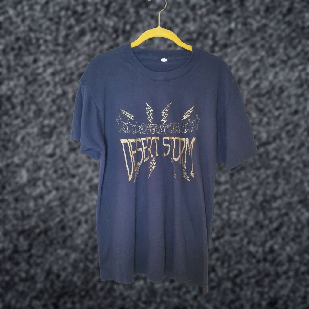 Vintage Vtg 90s Mens L Operation Desert Storm T Shirt Single Stitch Gold Glitter Graphic Size US L / EU 52-54 / 3 - 1 Thumbnail