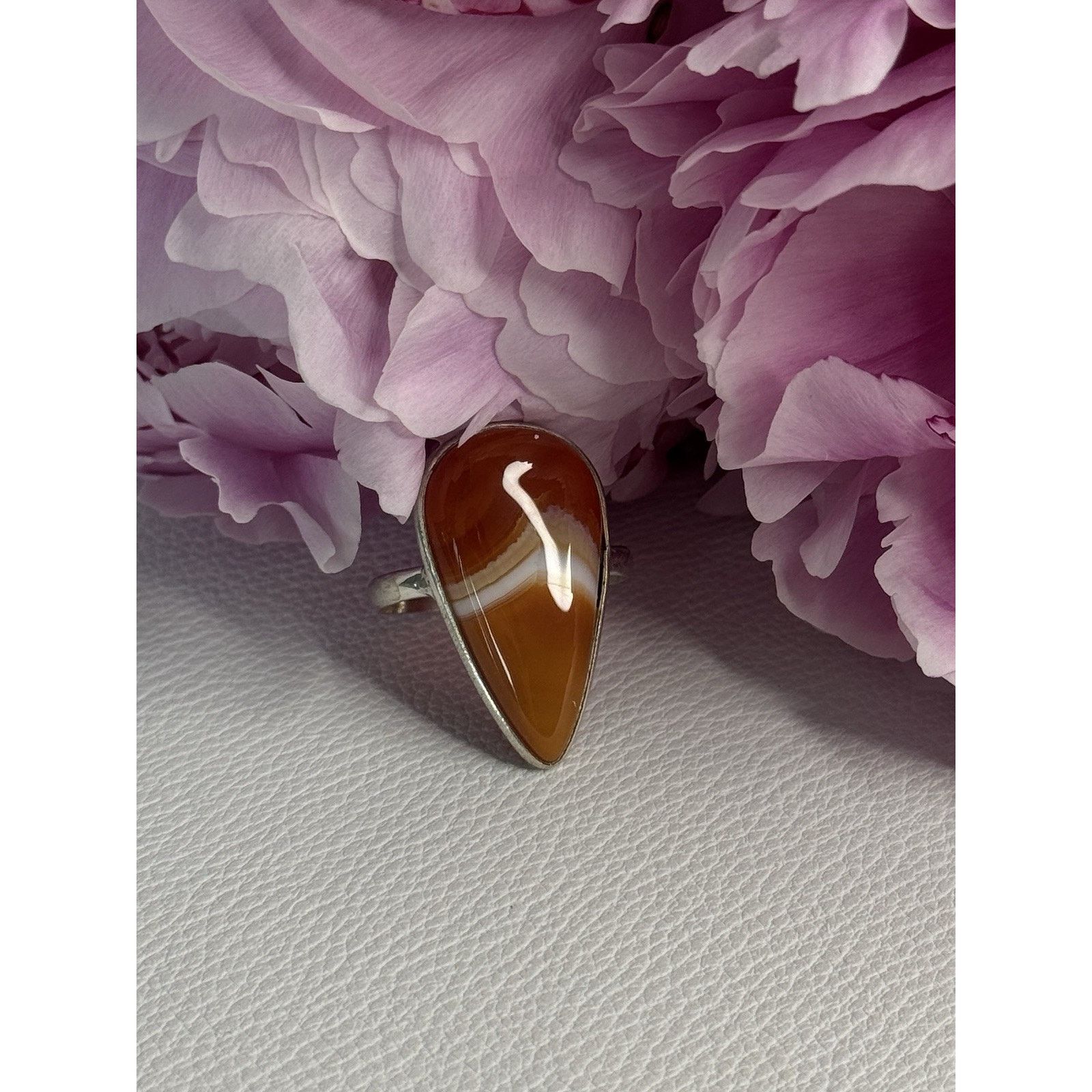 Jewelry 925 STERLING SILVER AGATE RING SIZE 7.5 Size ONE SIZE - 3 Thumbnail