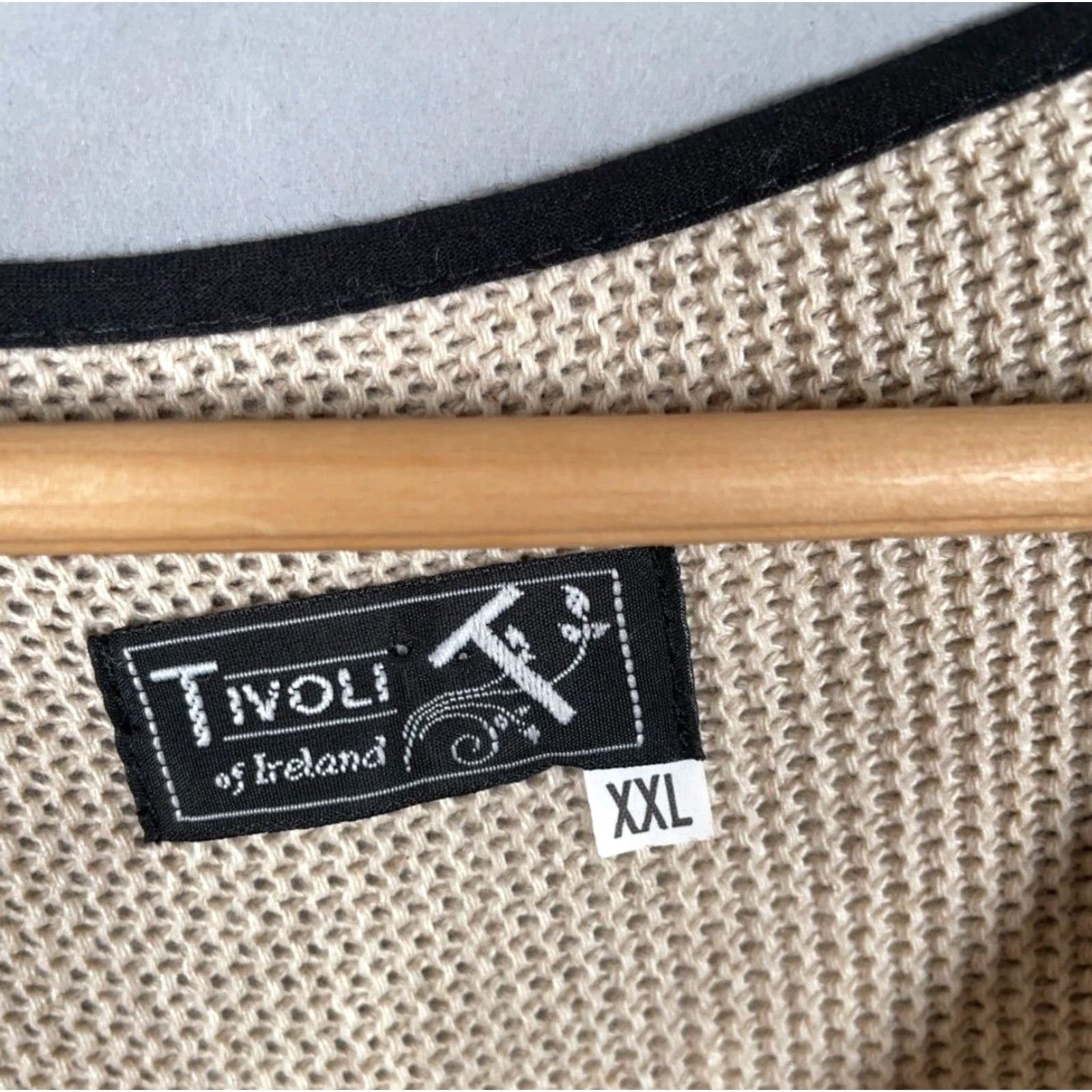Vintage Tivoli Asymmetrical Cardigan Women's XL Beige Geometric Chunky-Knit Bohemian 90s Size XL / US 12-14 / IT 48-50 - 4 Thumbnail