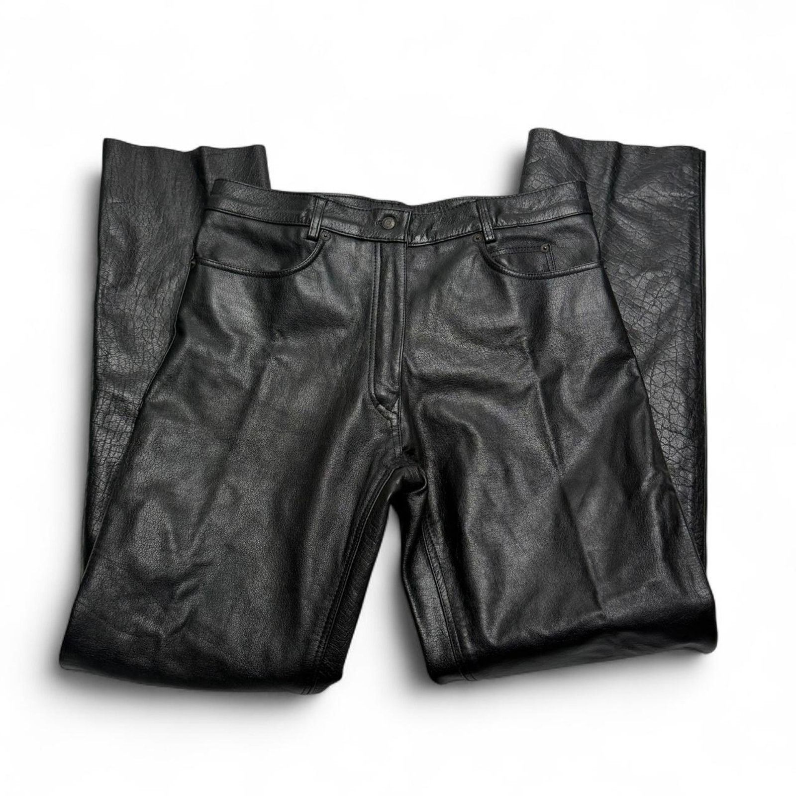 Element Xelement Black Genuine Leather Motorcycle Pants Womens 12 Size 34" / US 12 / IT 48 - 2 Thumbnail
