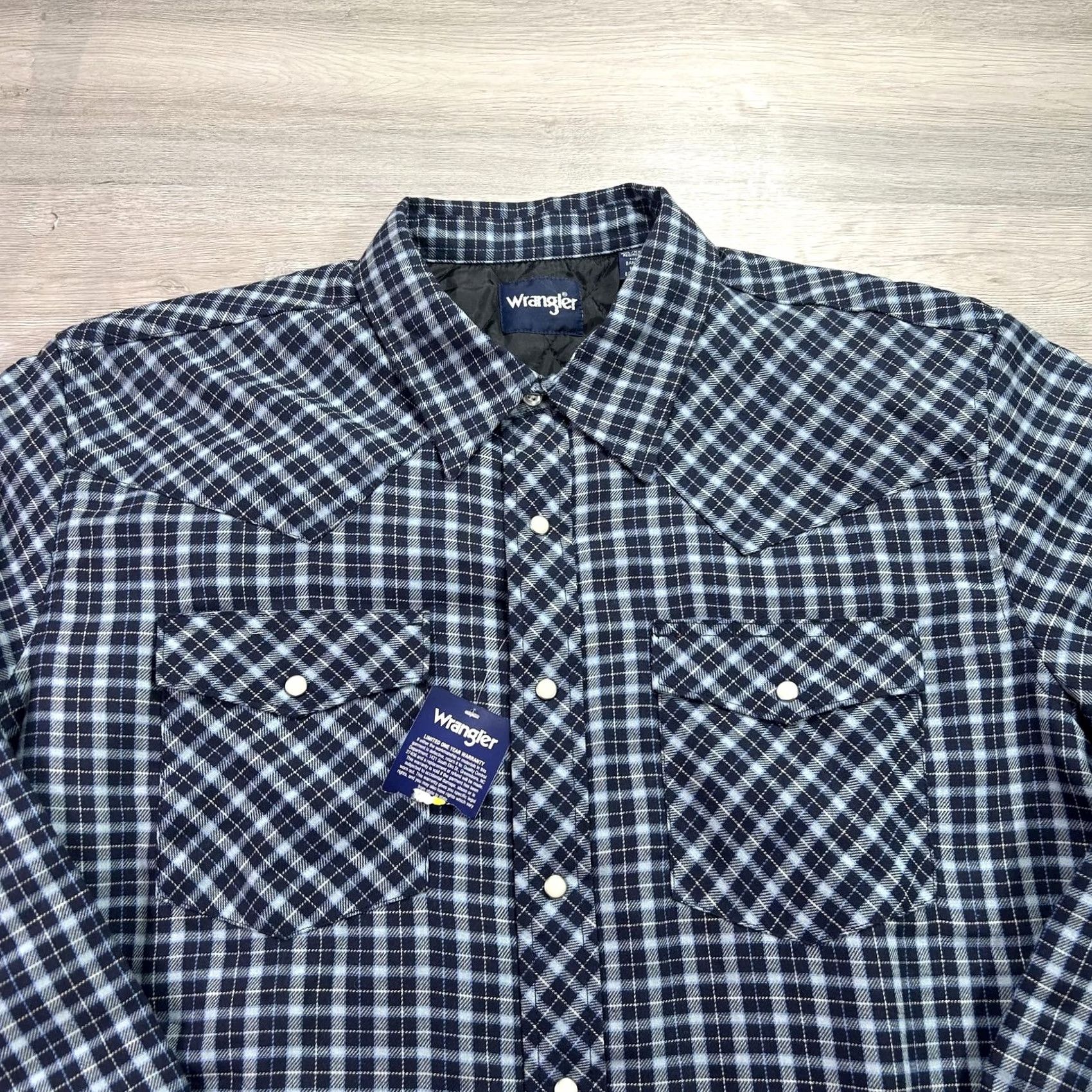 Wrangler VINTAGE Wrangler Jacket Mens 2XL Blue Plaid Quilted Flannel Western Snap Shacket Size US XXL / EU 58 / 5 - 3 Thumbnail