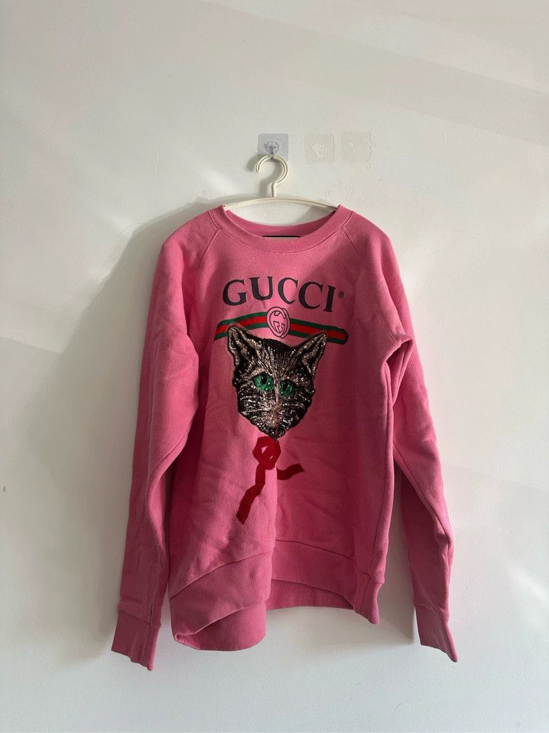 Gucci Pink Cat Pattern Sweatshirt Size S - dmc